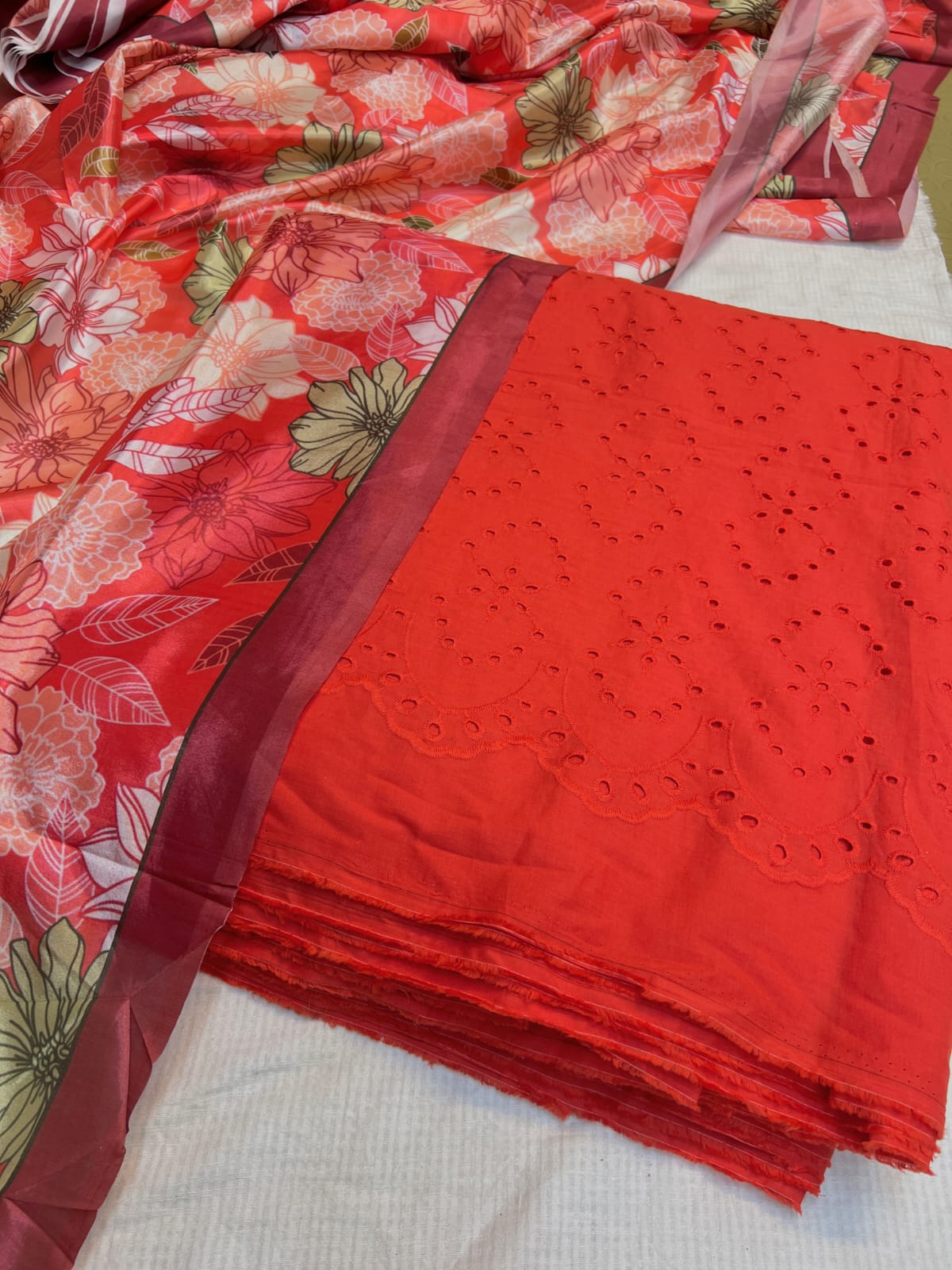 Chikan Kari 3pc With Medium Silk Dupatta 1