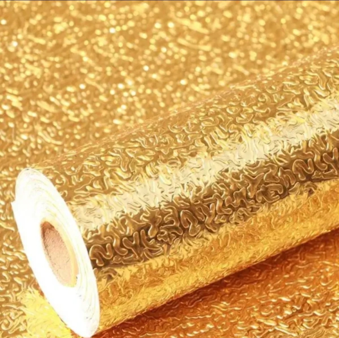 Golden Foil Kitchen Wallpaper Sticker (60*200 cm) | Peel & Stick Aluminum Foil