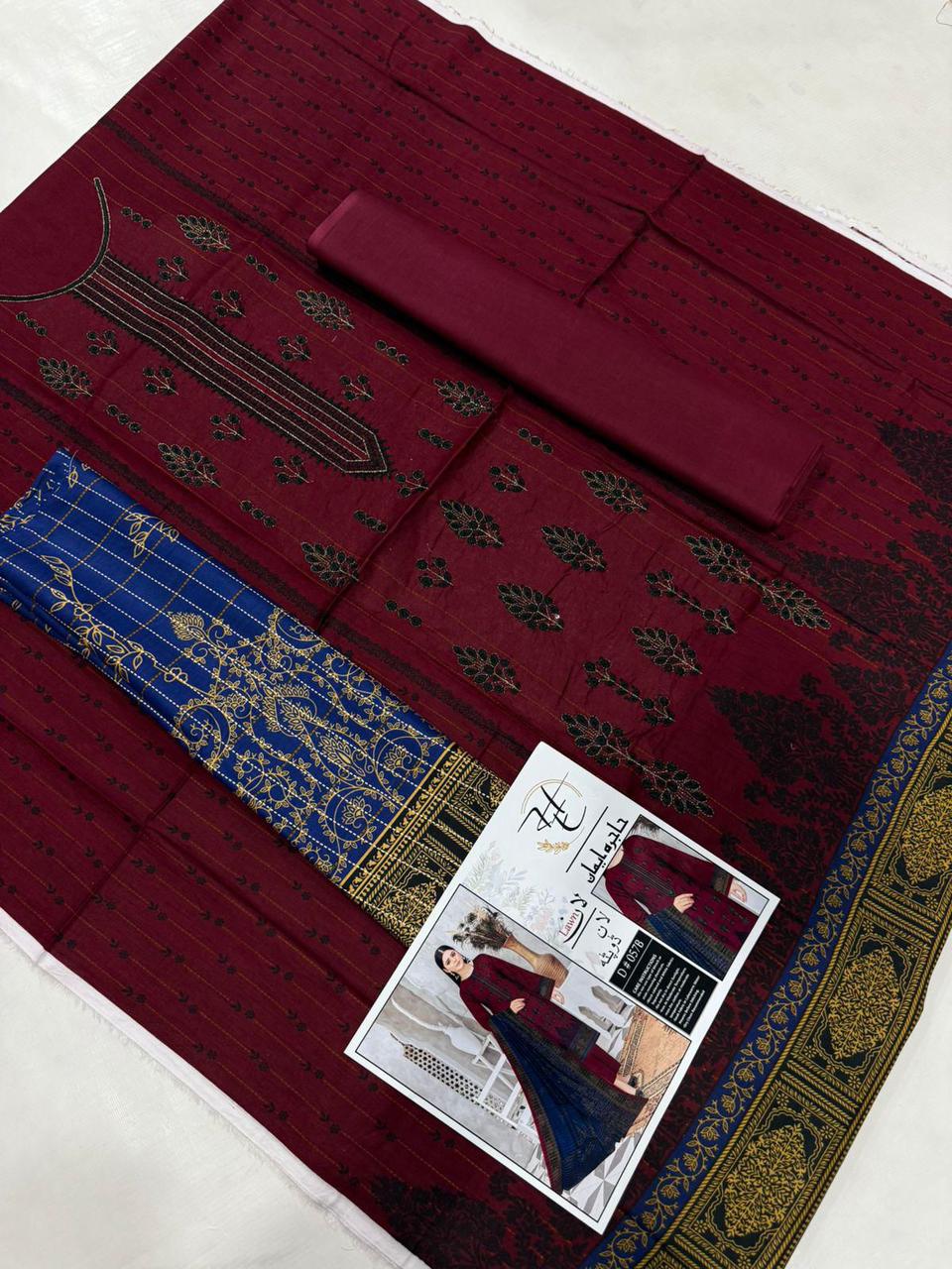 Hajra Eman Lawn 3pc Unstitch 💞
