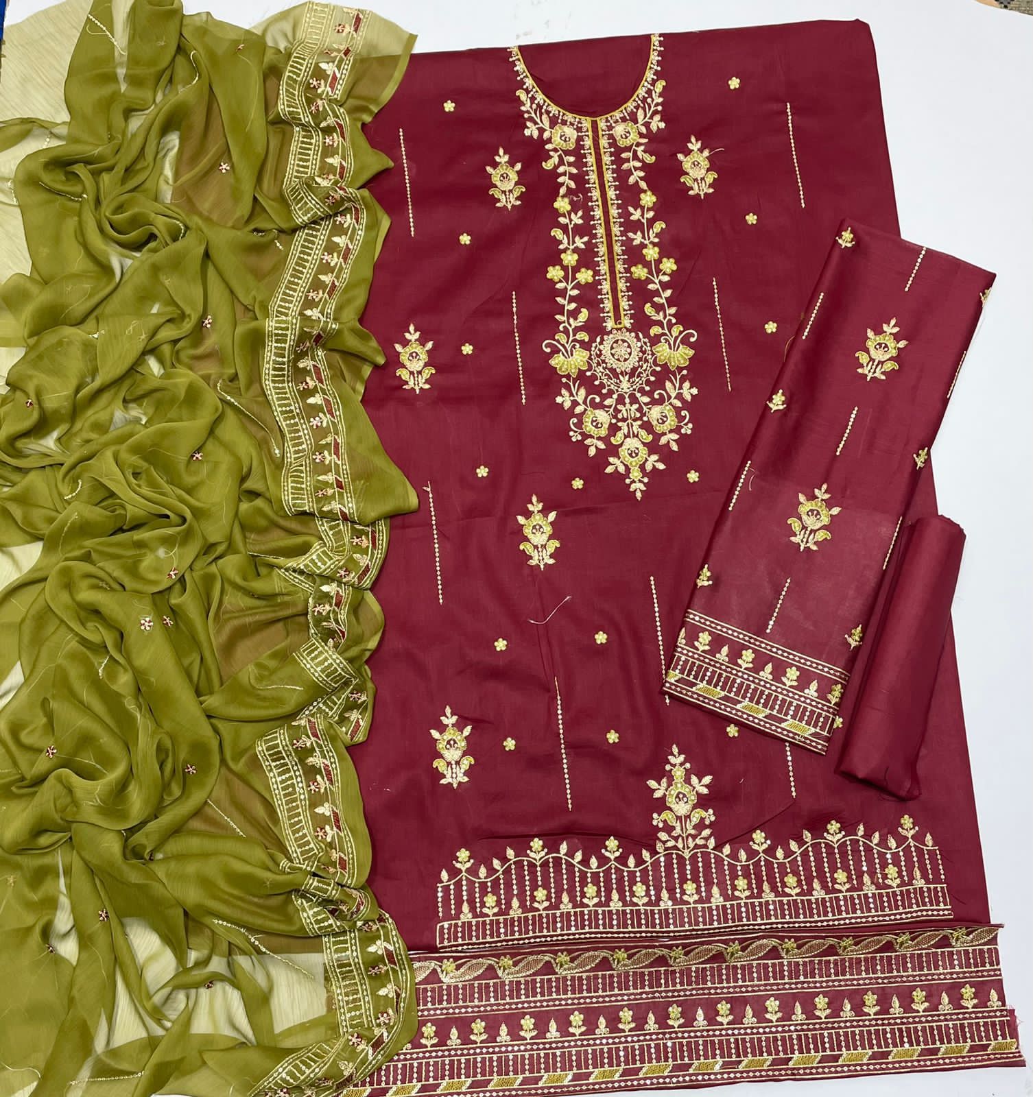Luxury embroidery 3pieces 1