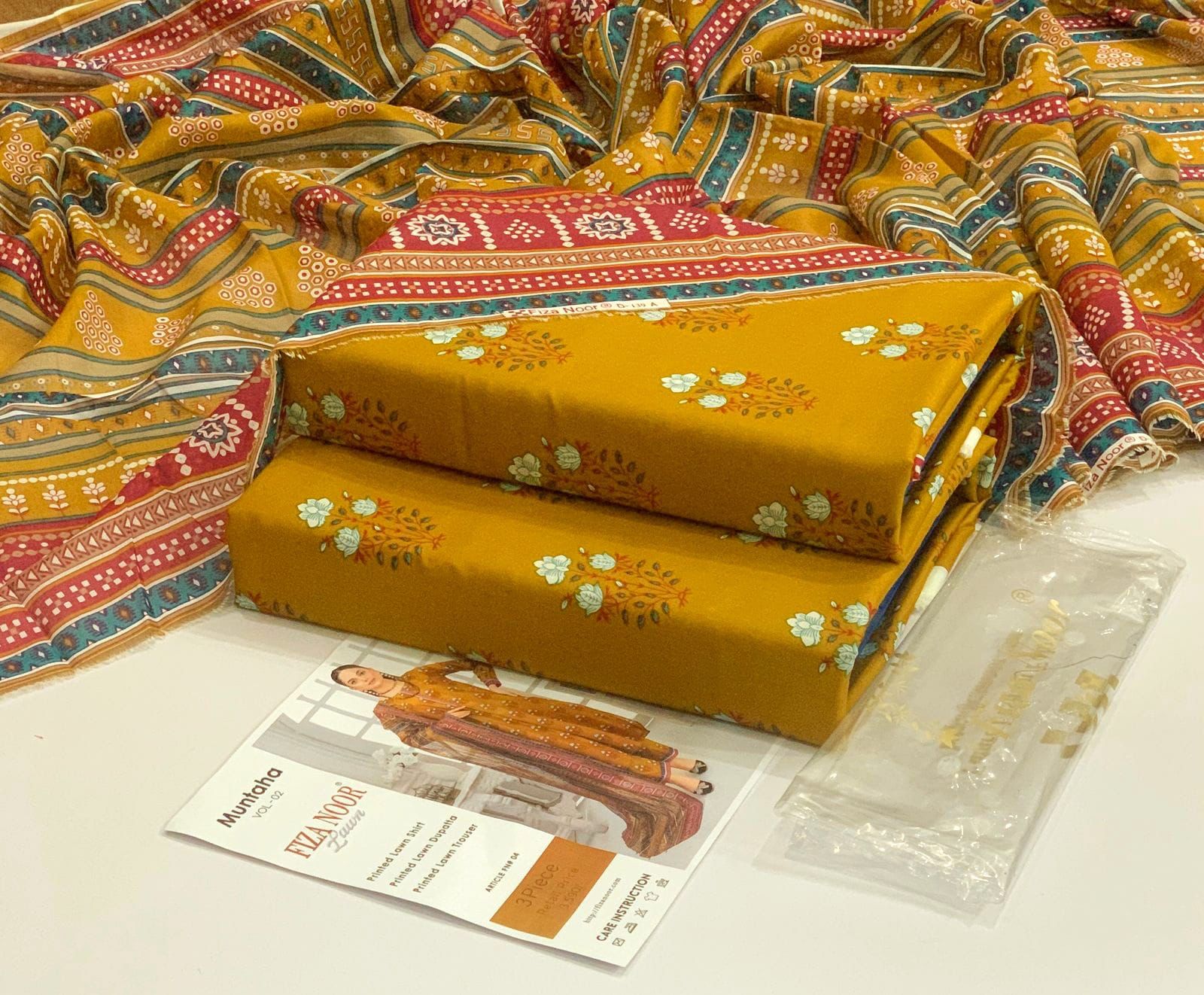 💯 Fiza Noor Lawn 3pc