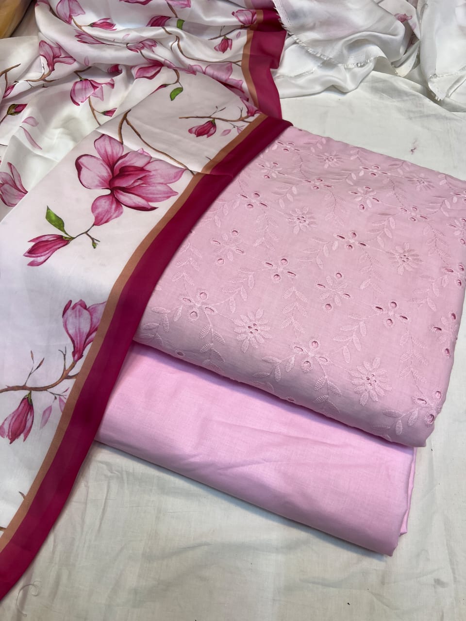 Chikan Kari 3pc With Medium Silk Dupatta