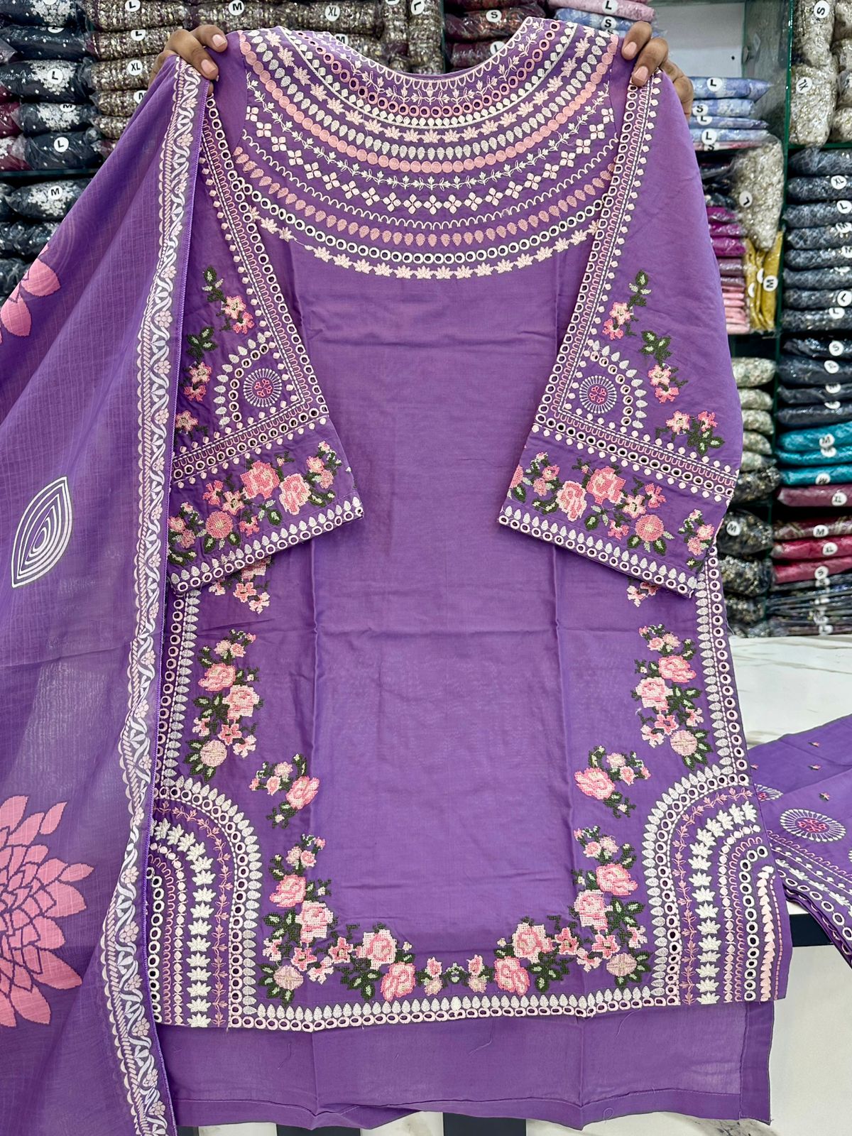 Cotton Embroidered 3pc Stitch 12