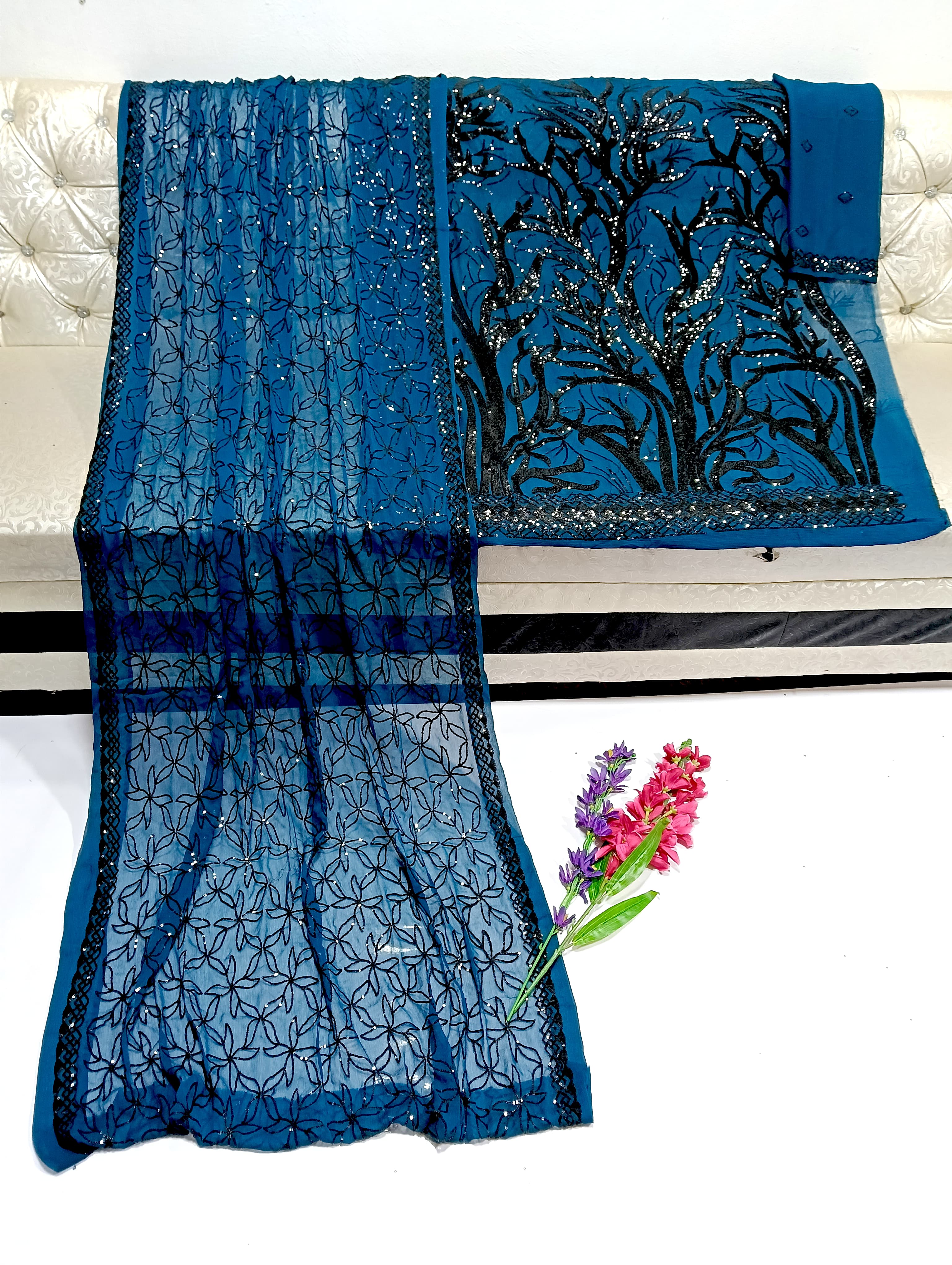 Black Sequence Work Chiffon 2pc