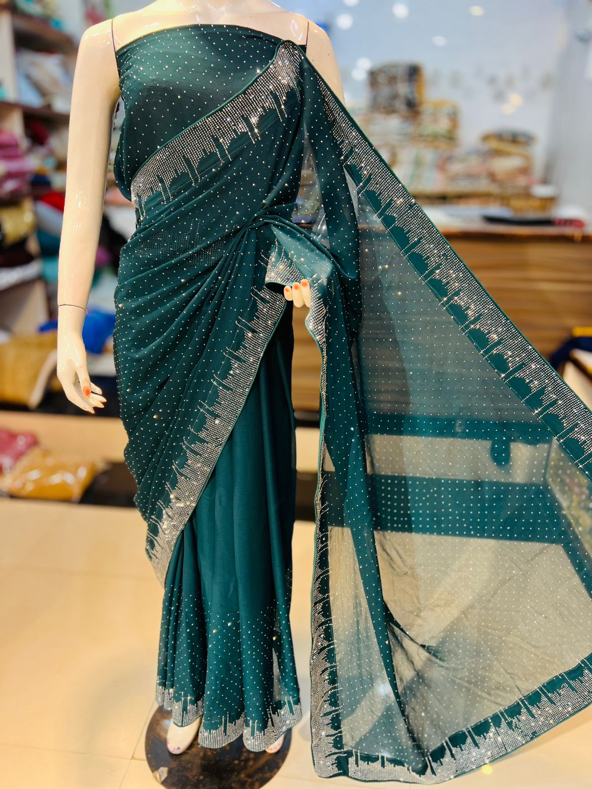 Korean Stone 🪨 Chiffon Saree