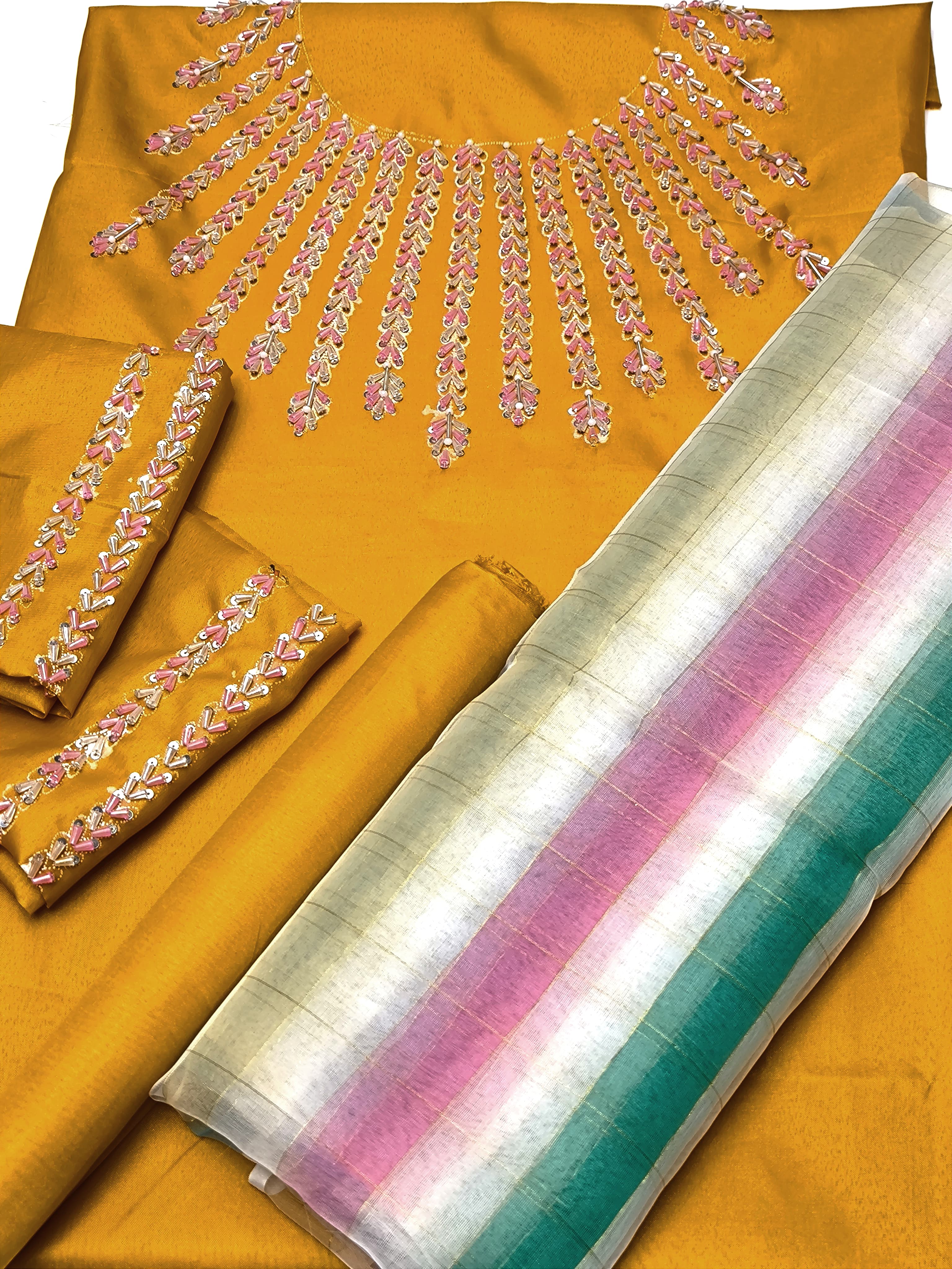 Kattan Silk 3pc Fancy Unstitch Dress