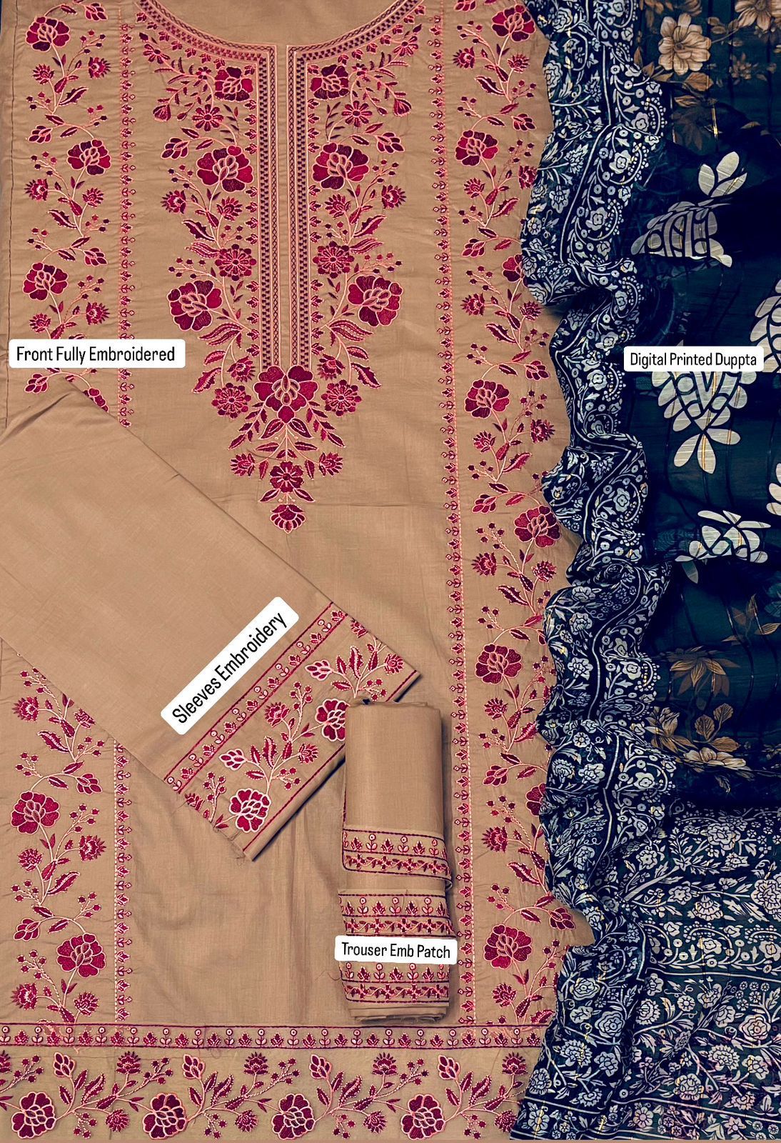 Mix Brand Replicas 3pc Embroidered