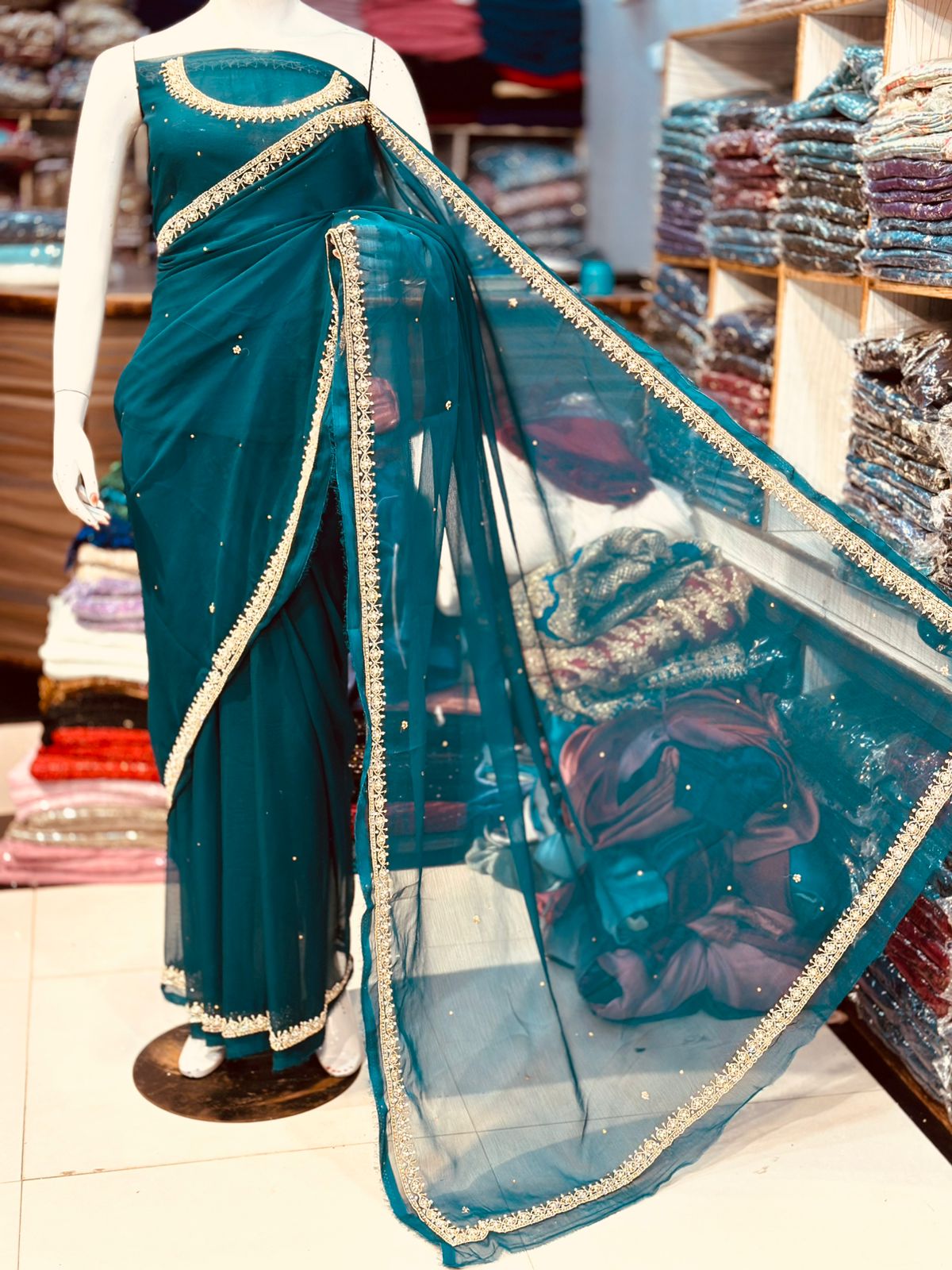 HANDWORK Chiffon Saree 💞
