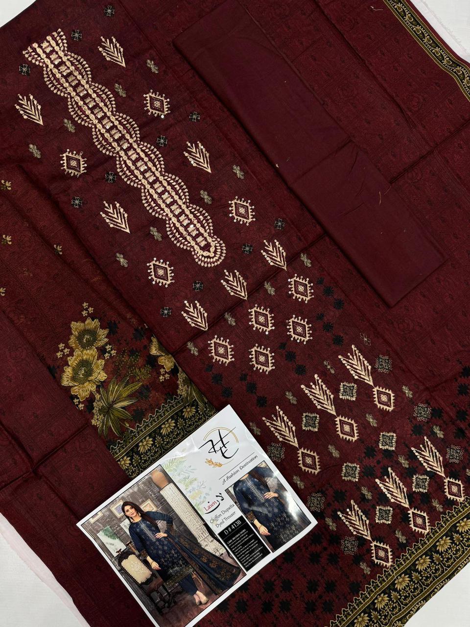 Hajra Eman Chiffon Dupatta Lawn 3pc Unstitch