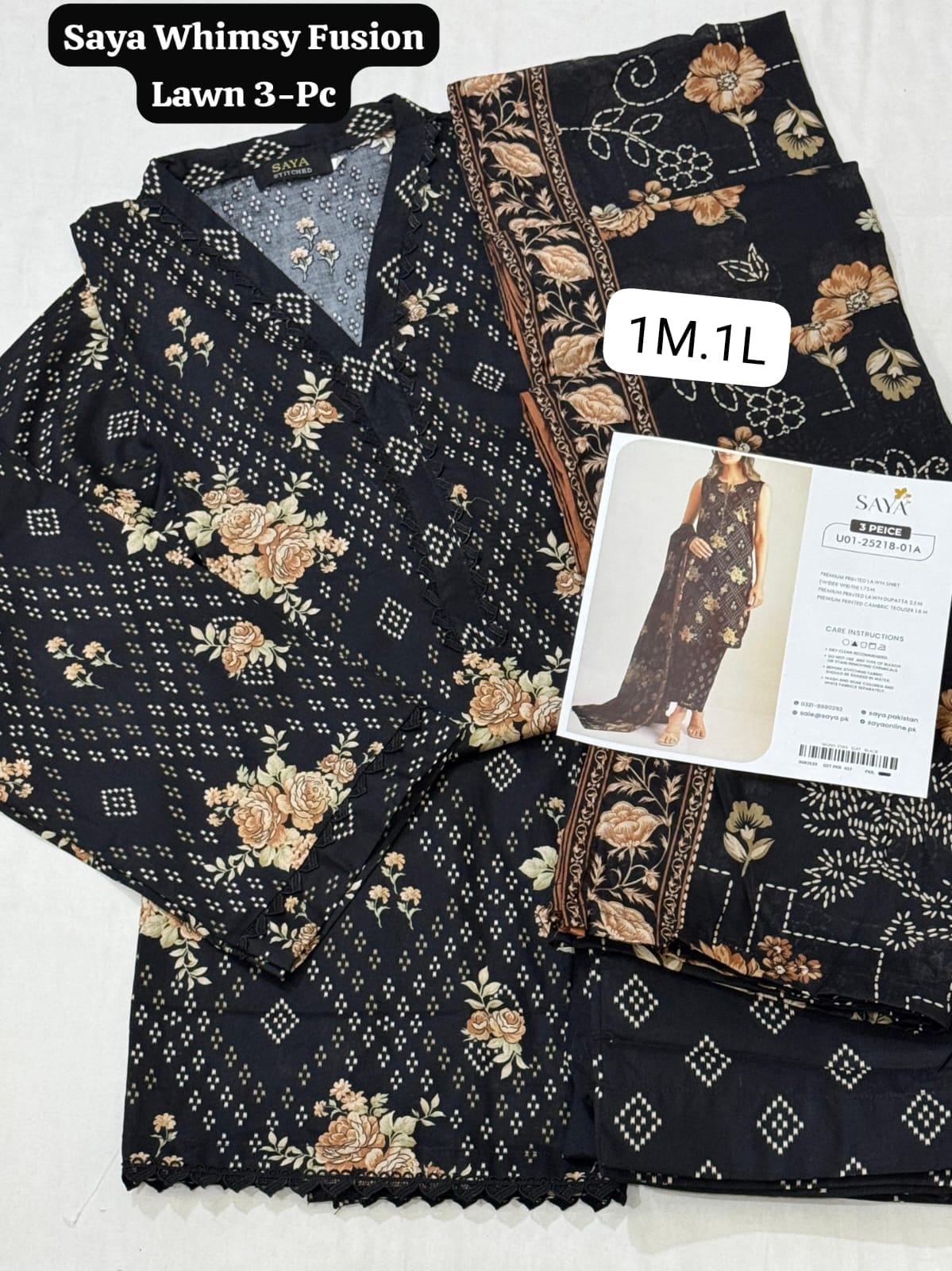 💯 Saya Premium Lawn Stitch 3pc