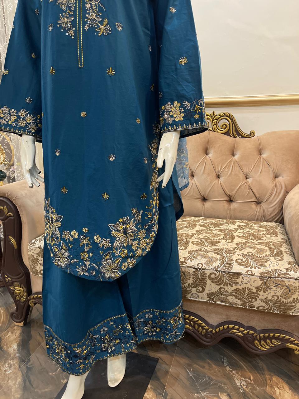 Pure Cotton Embroidered Stitch 3pc