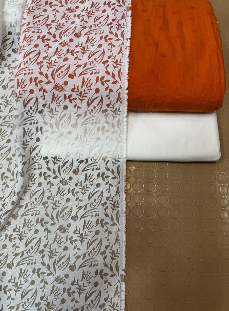 Chikan Kari 3pc With Baroshia Lawn Dupatta