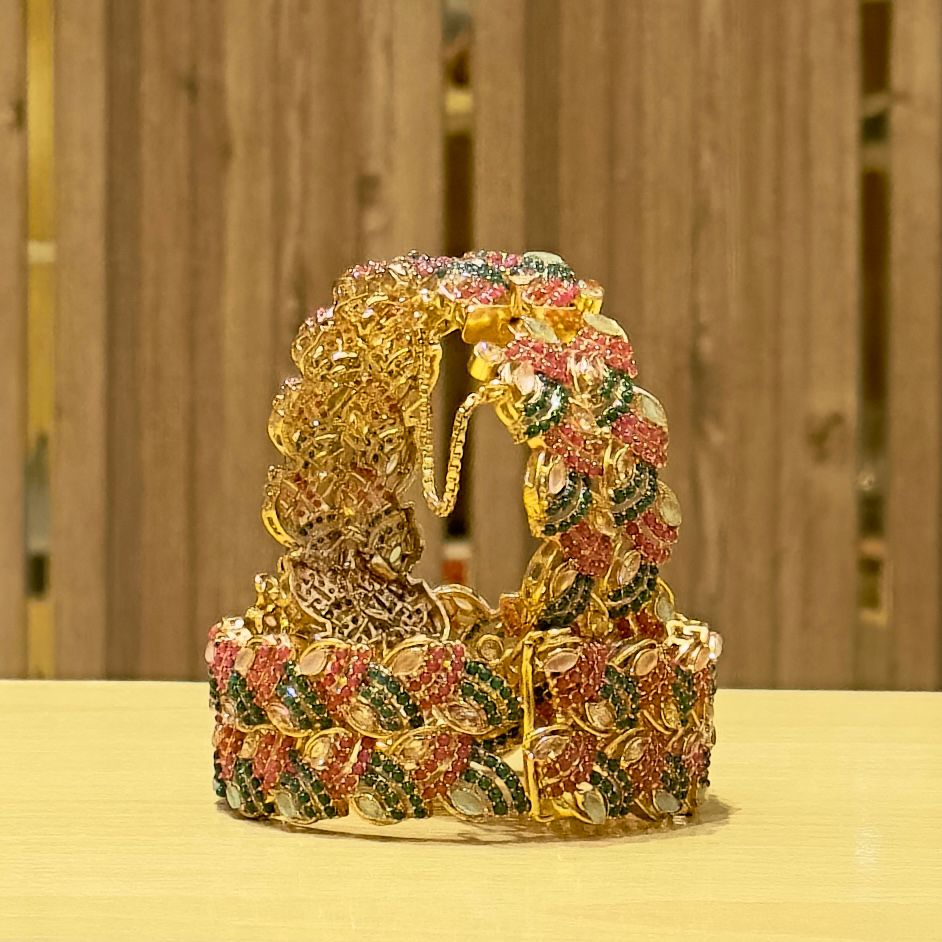 Gold Polish Pair of Openable Bangles