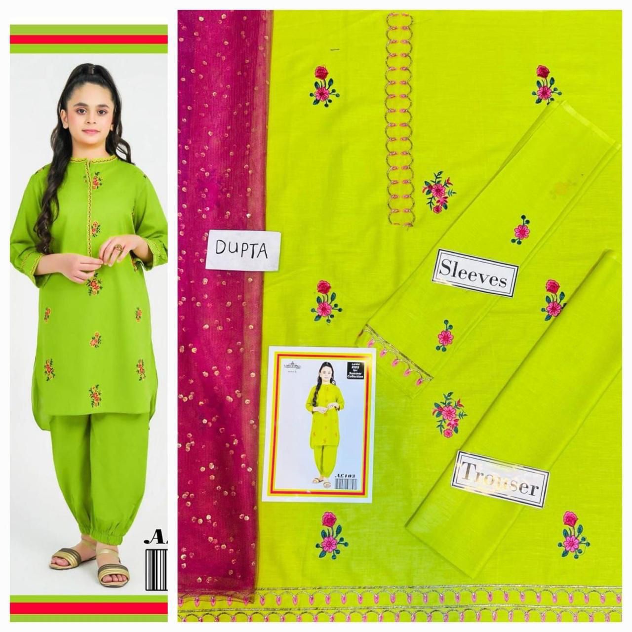 Kid's Lawn 3pc Unstitch Dress