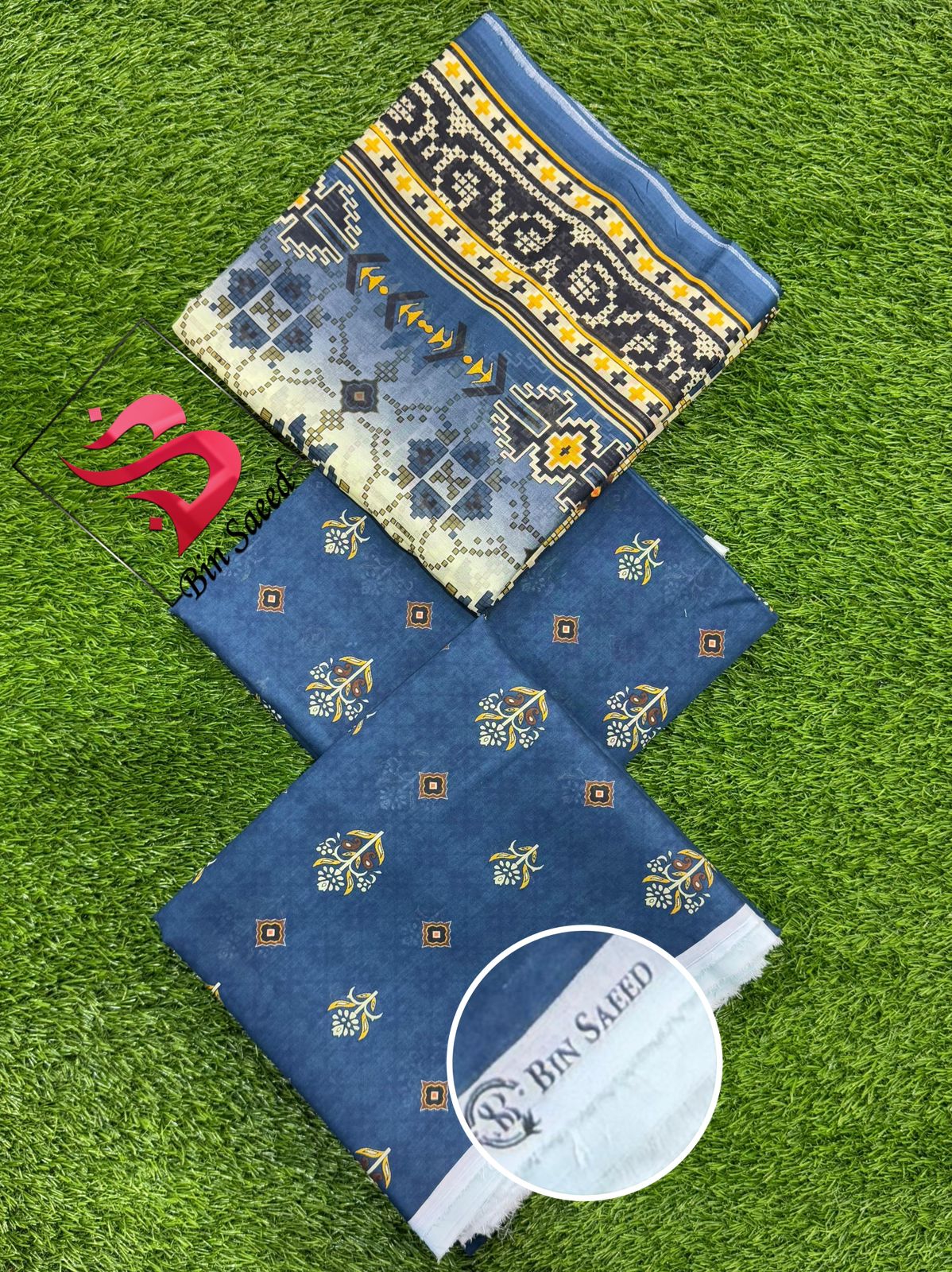 💯 Bin Saeed 3pc Lawn Unstitch