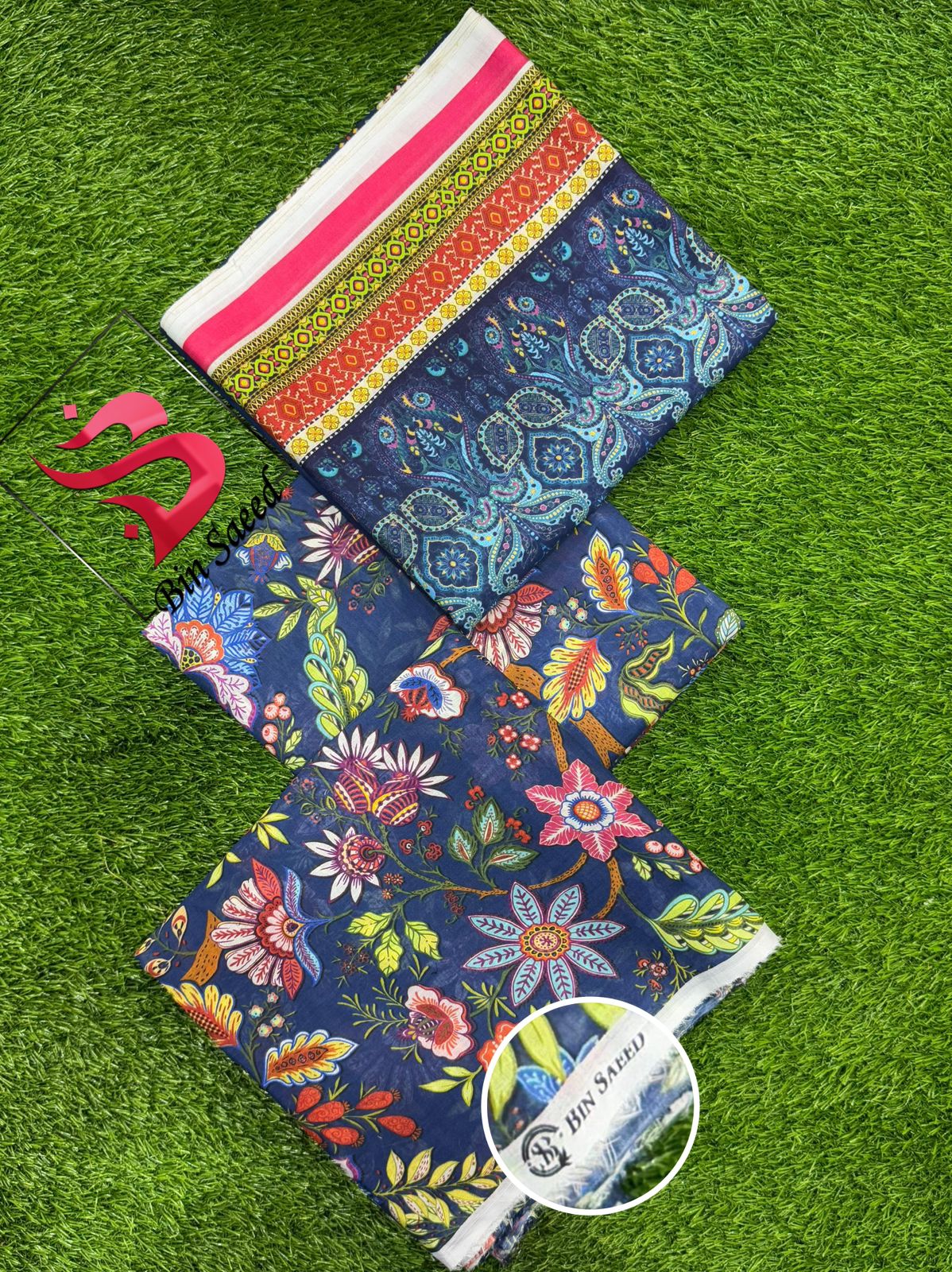 💯 Bin Saeed 3pc Lawn Unstitch