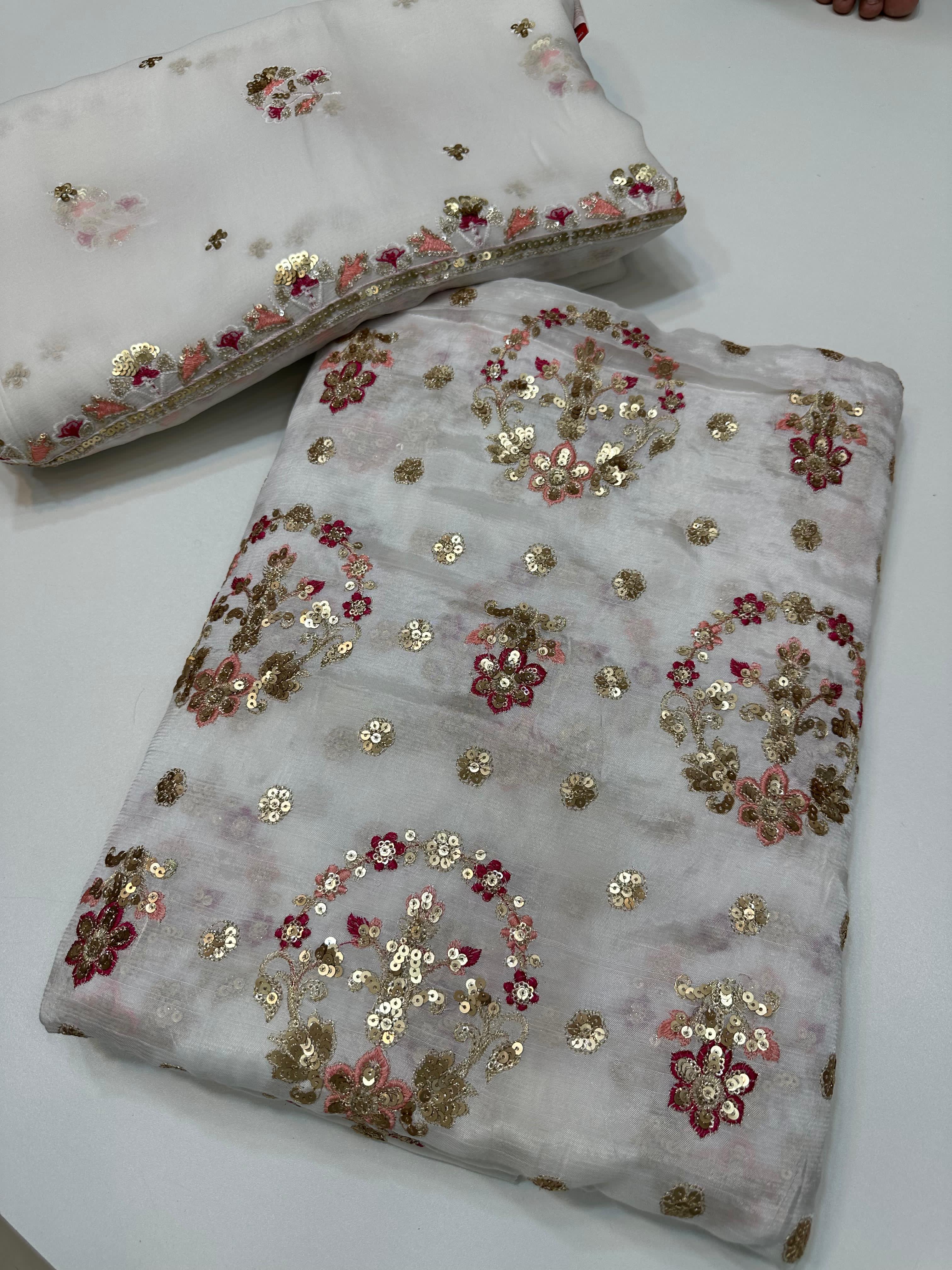 Pakistani Raw Silk Multi Sequence 3pc