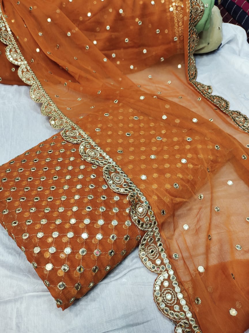 3pc Chiffon Fancy Unstitched