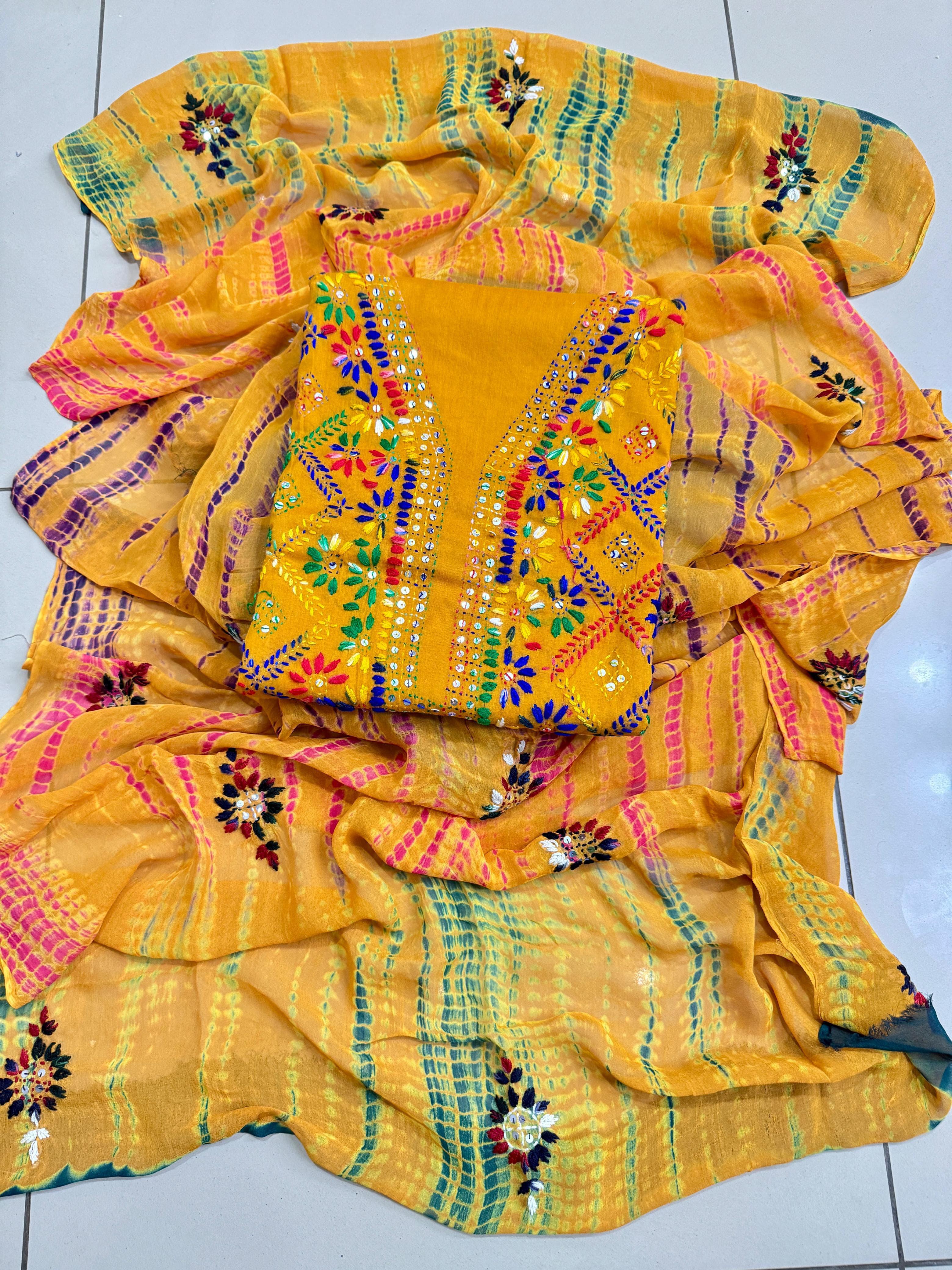 Phulkari Work 3pc Lawn