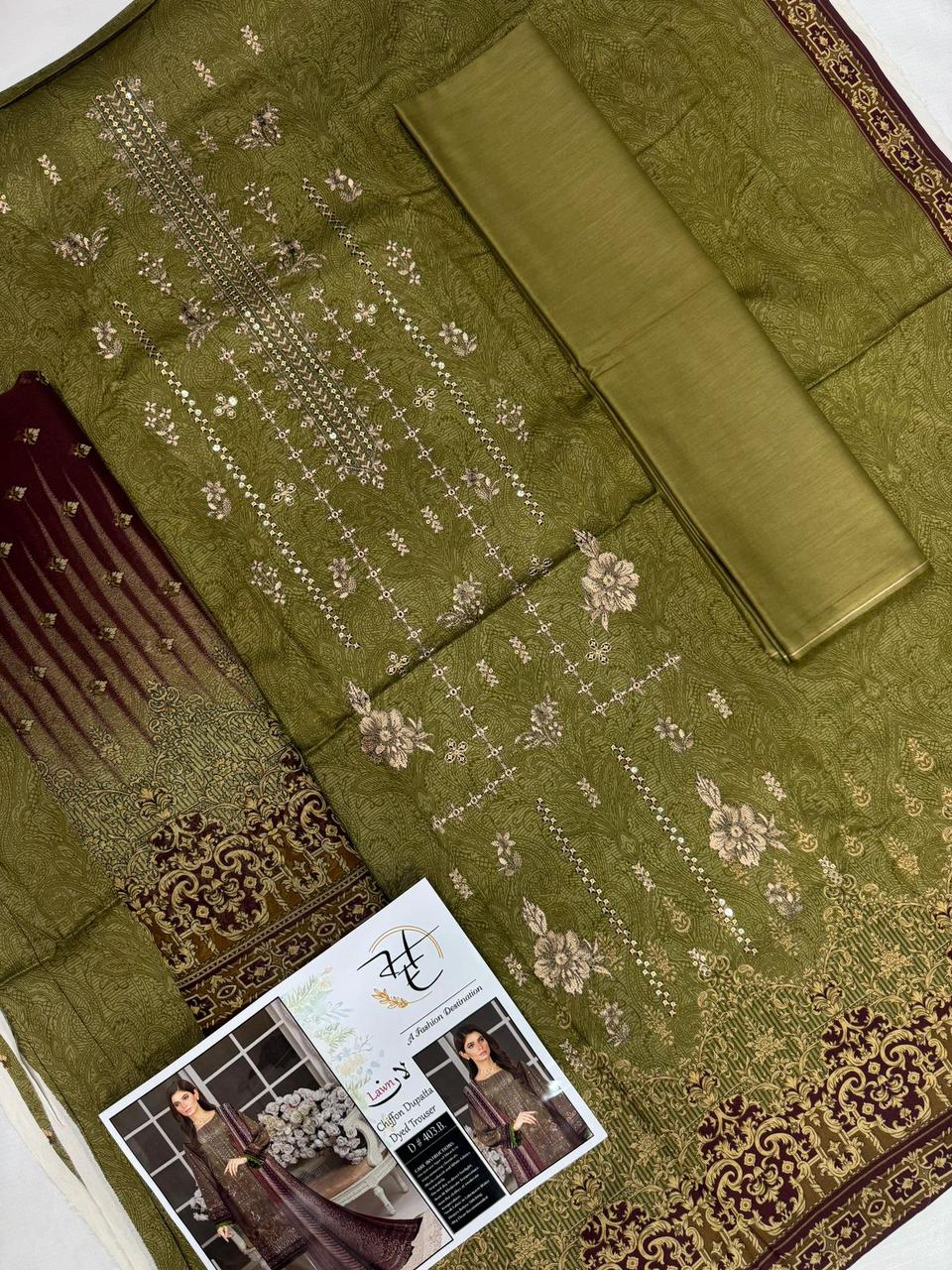Hajra Eman Chiffon Dupatta Lawn 3pc Unstitch