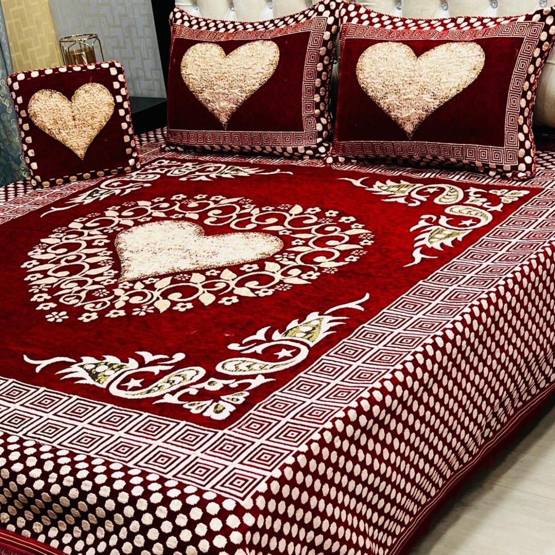 4 pcs valvet Jacquard Embroidered Doubblebed Sheet