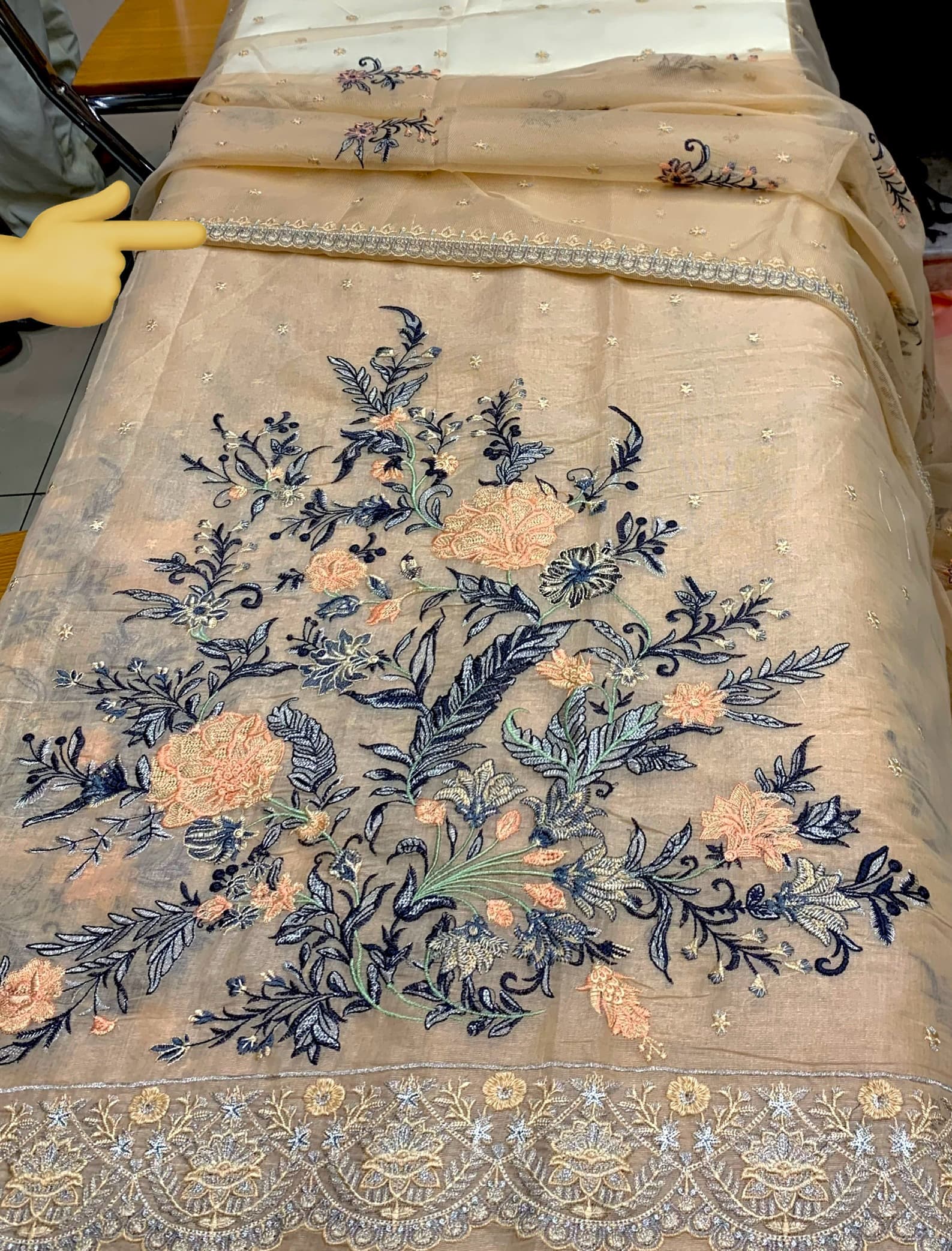 Embroidered Khadi Net 3pc