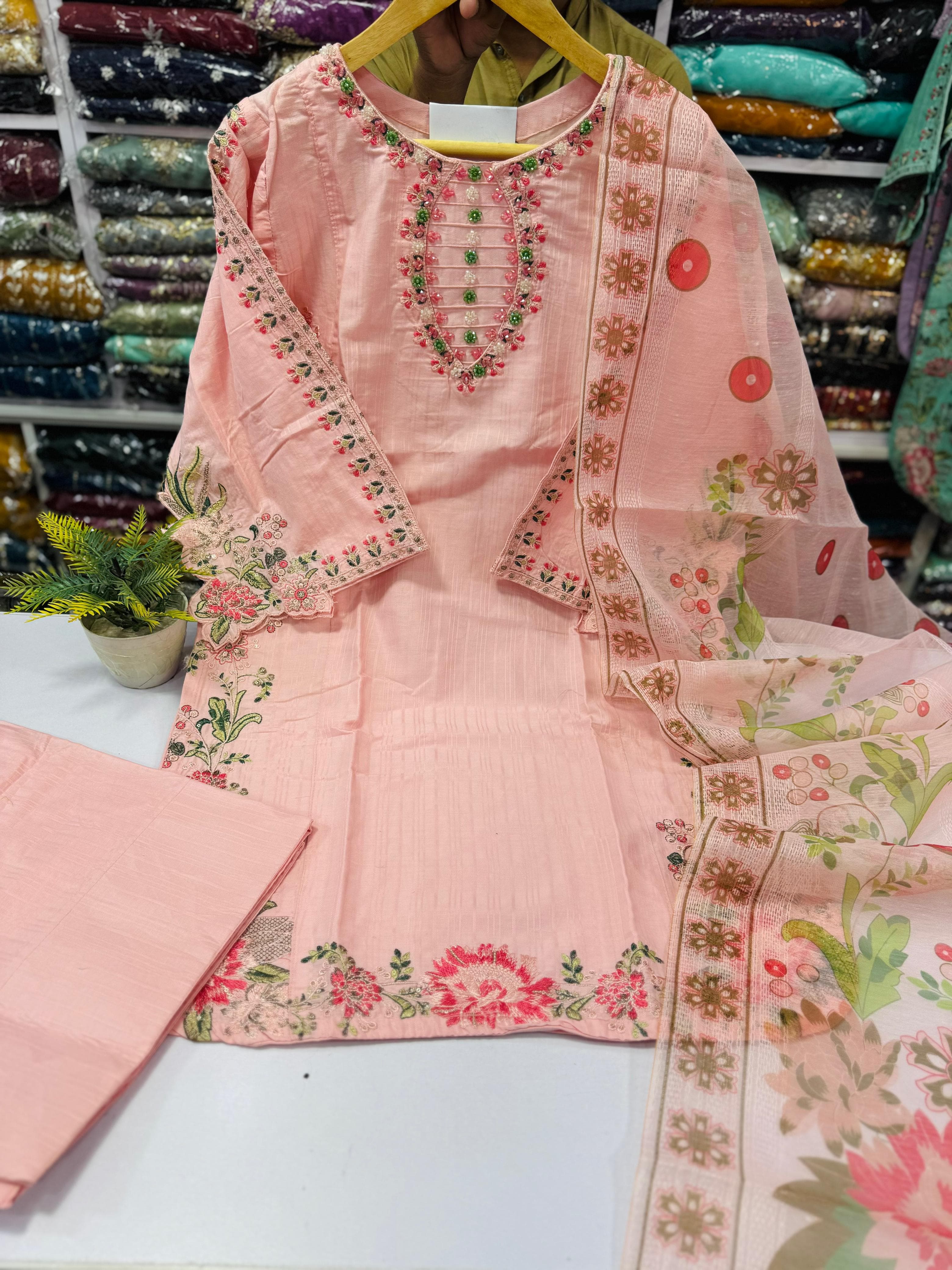 Cotton Stitch 3pc With Farshi Shalwar