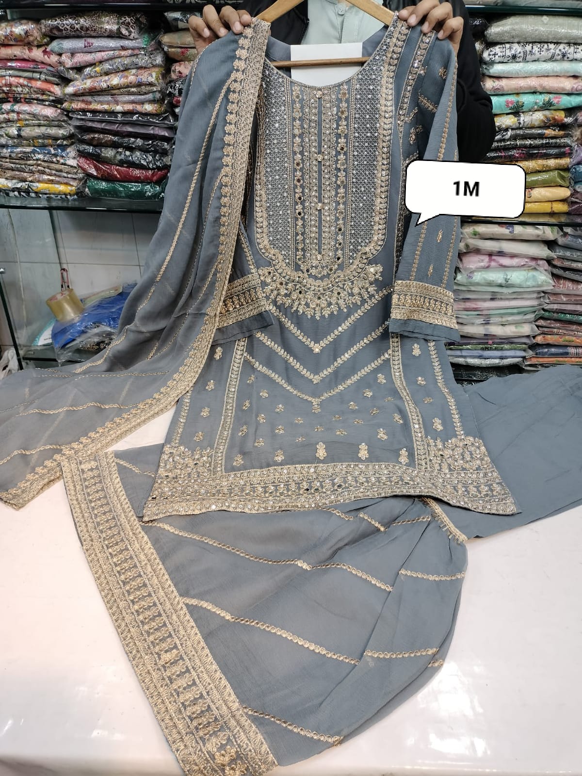 Chiffon Gharara Stitch 3pc 👗 1