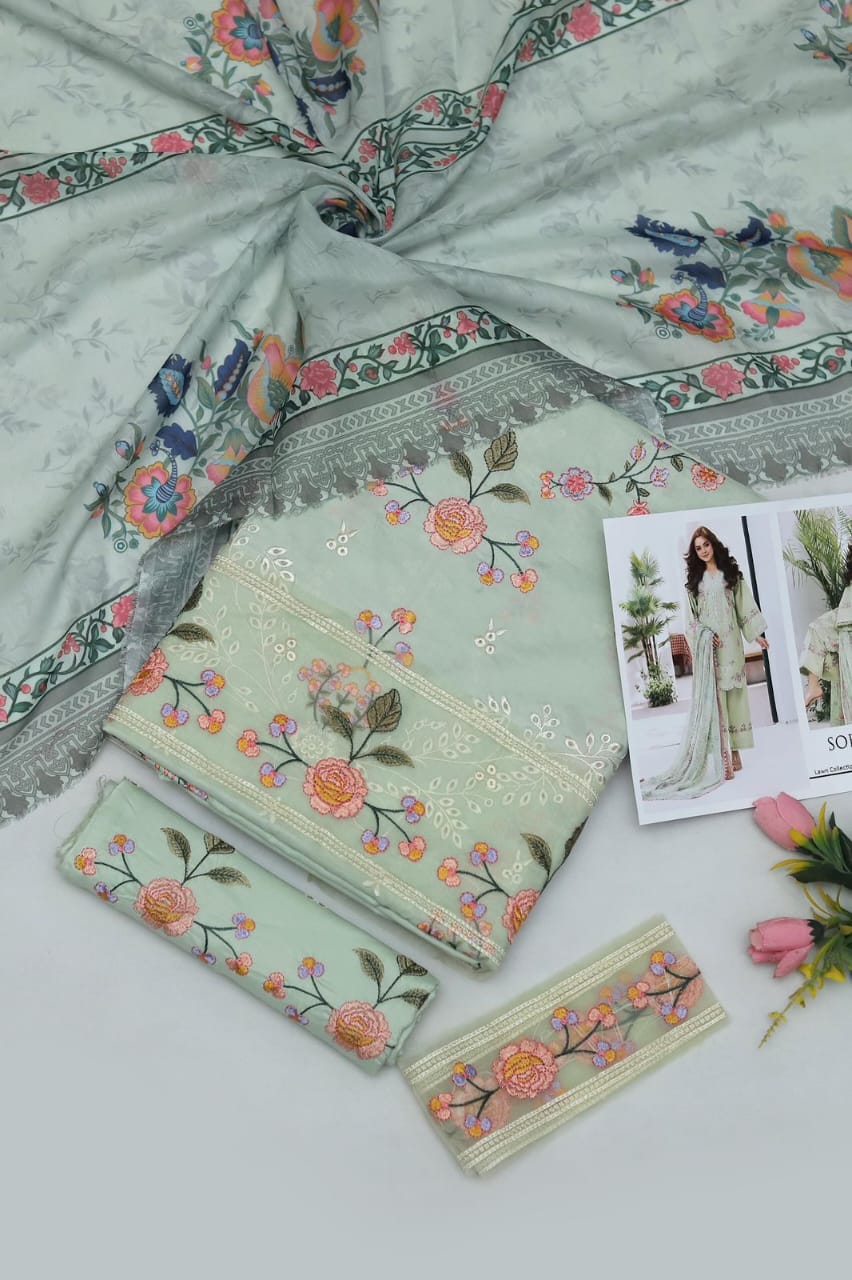 Lawn Embroidered 3pc Replica 9