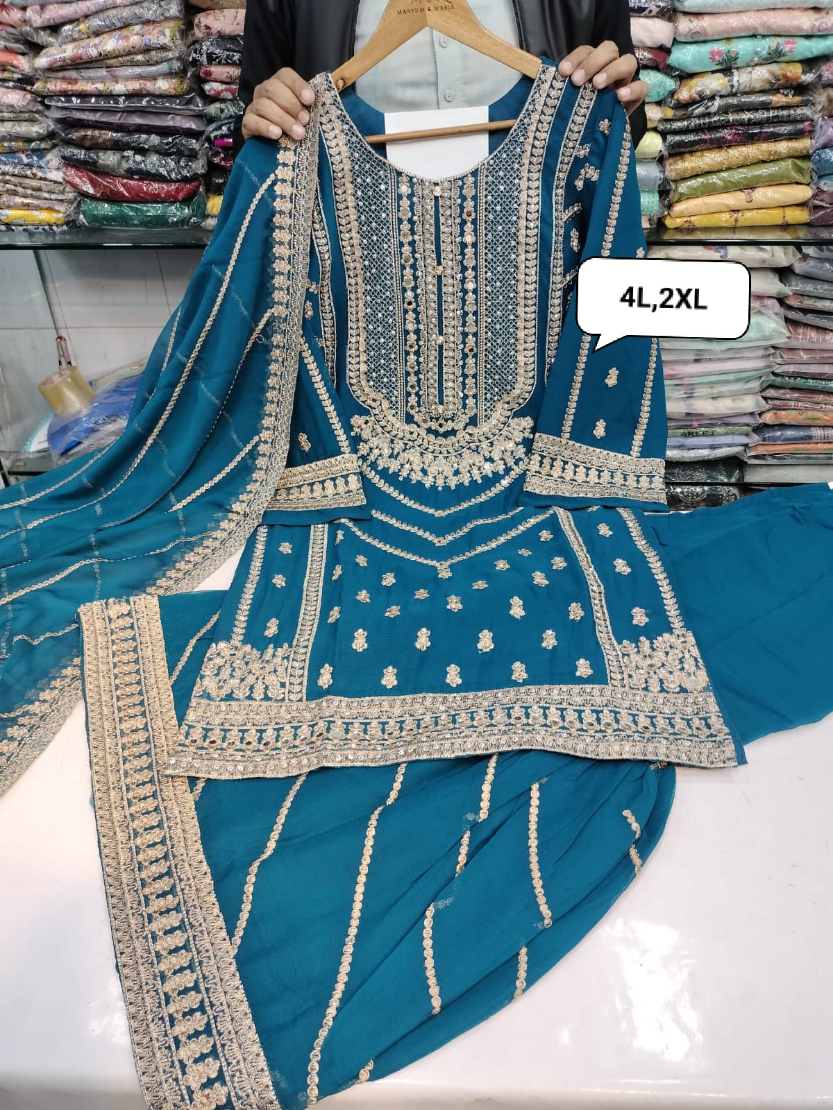 Chiffon Gharara Stitch 3pc 👗 1