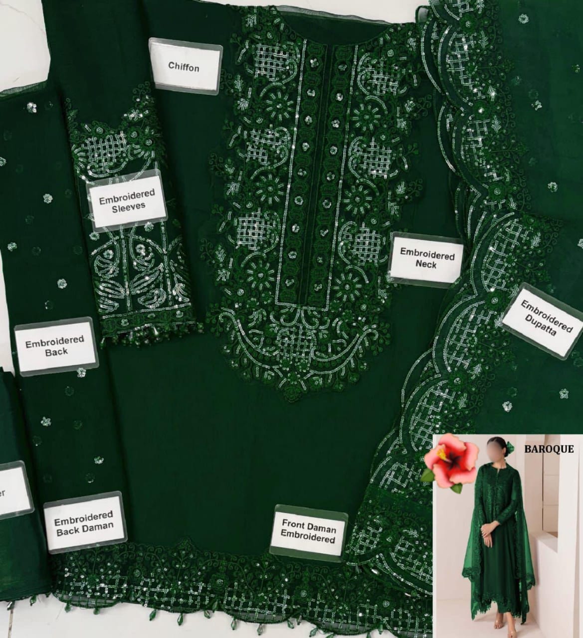Barouqe Chiffon Unstitch Replica 💞