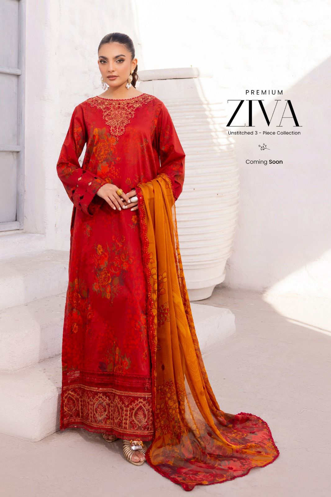 💯 Original Ziva by Gull Jee Lawn 3pc 1