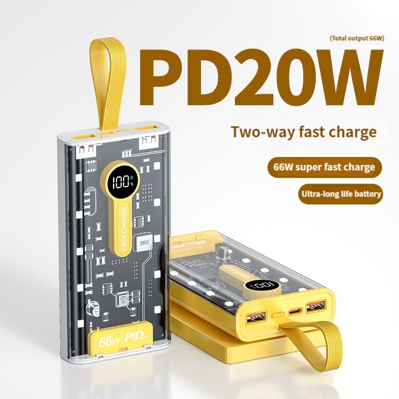 Original 20000 mAh 66W Power Bank Punk Power Bank Large Capacity Smart Power Bank