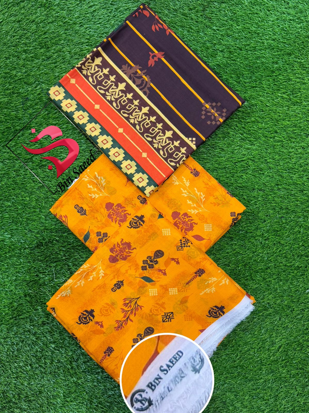 💯 Bin Saeed 3pc Lawn Unstitch