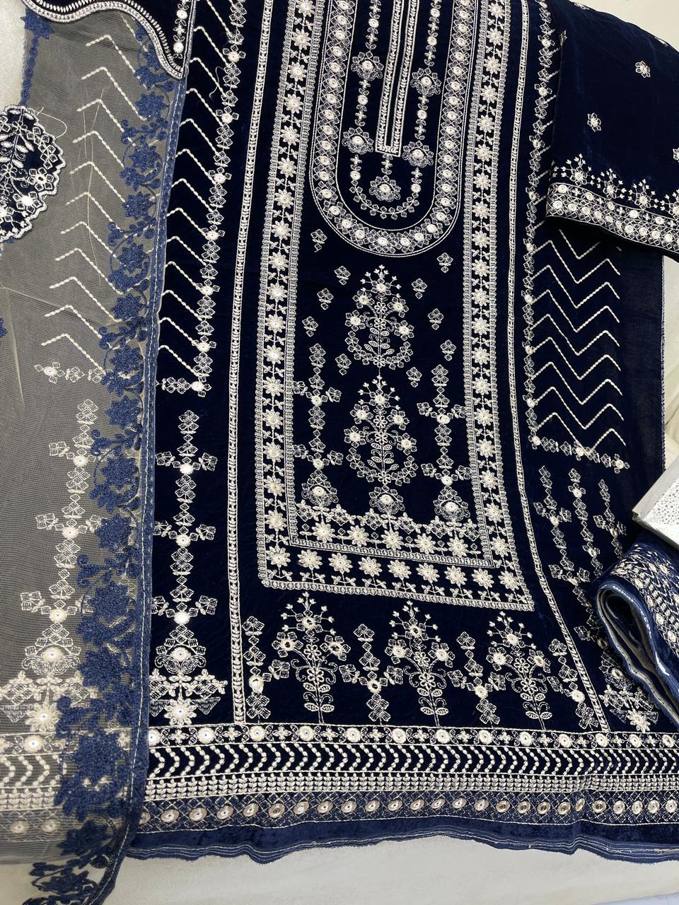9K Micro Velvet 3pc Resham Work