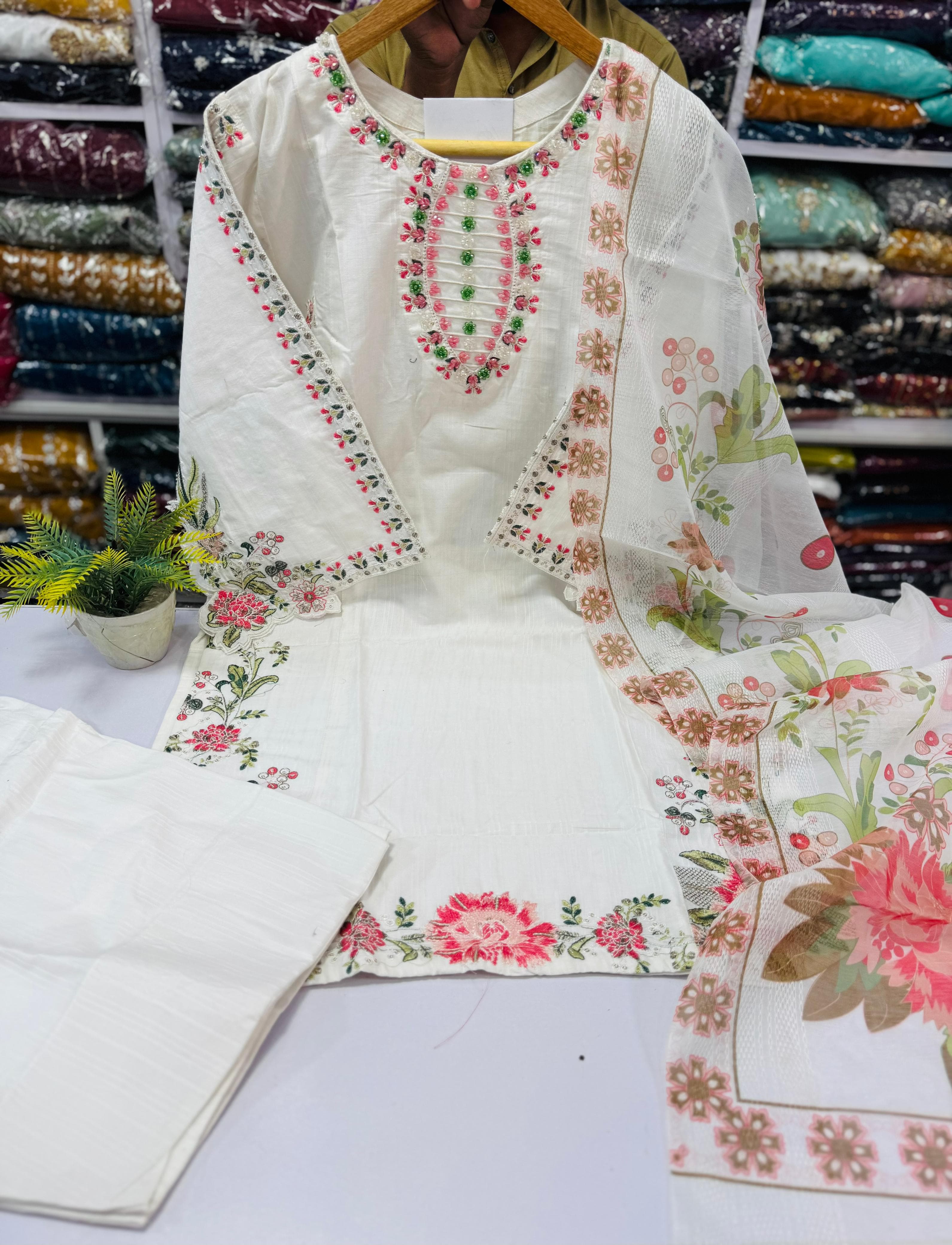 Cotton Stitch 3pc With Farshi Shalwar