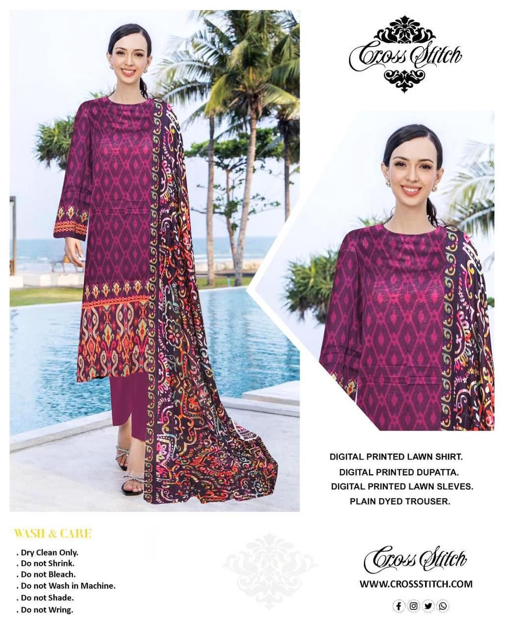 Embroidered Lawn 3pc Unstitch 💞