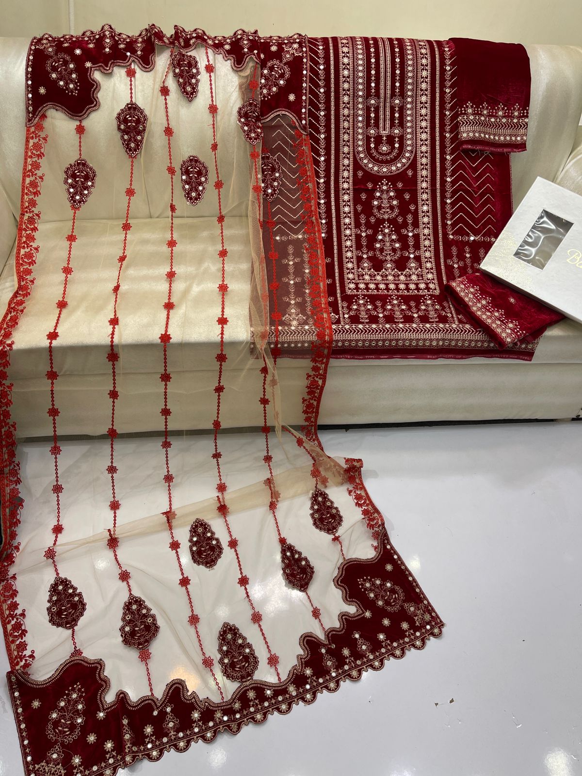 9K Micro Velvet 3pc Resham Work