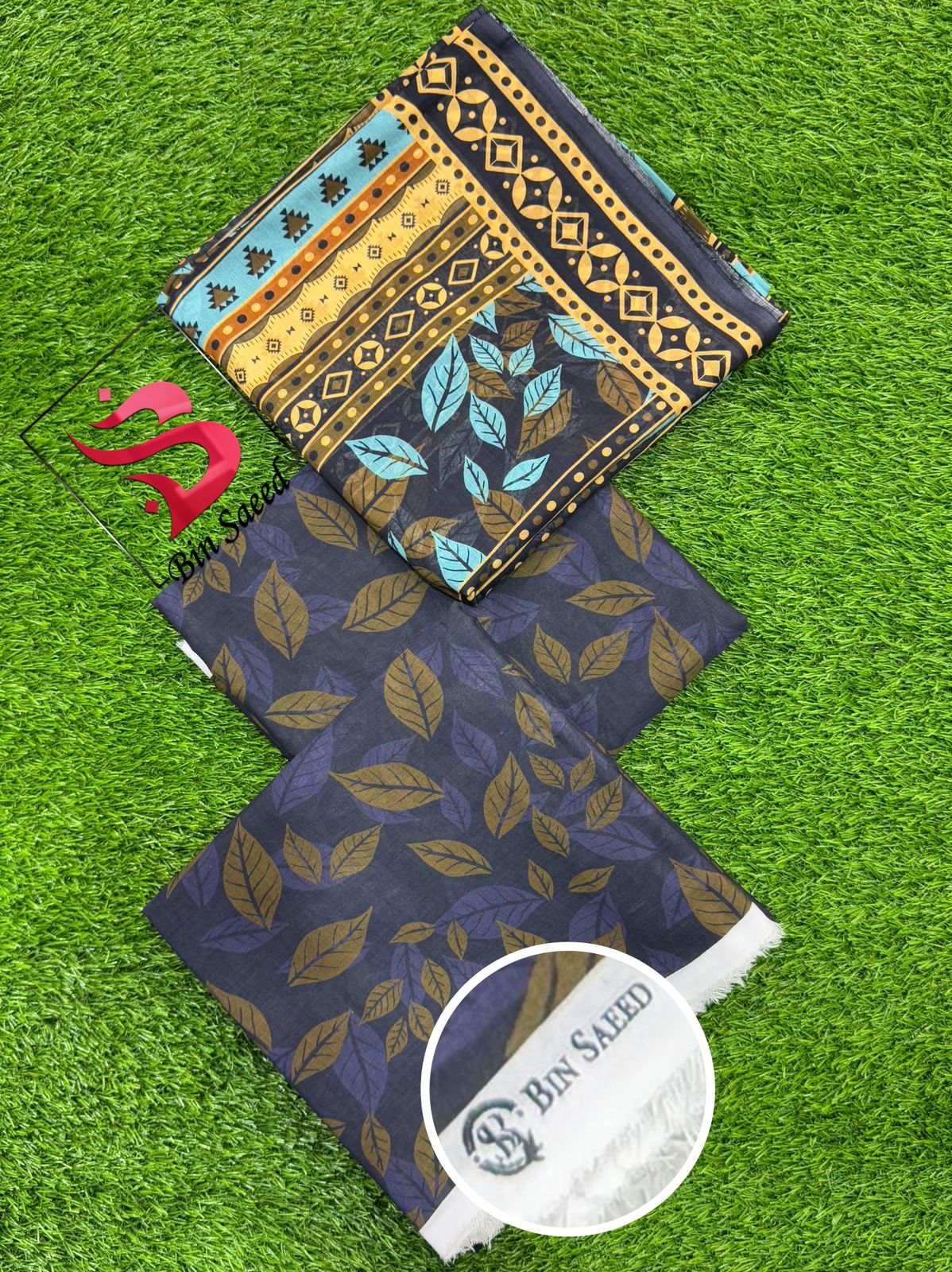 💯 Bin Saeed 3pc Lawn Unstitch