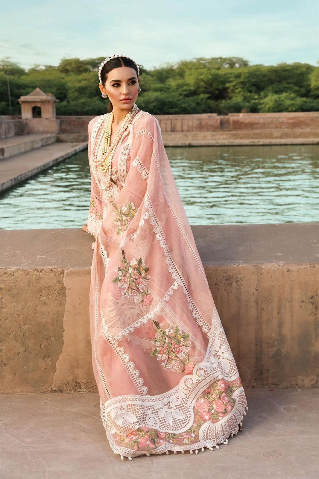 *Crimson Brand luxury Premium Eid Collection 2025*  Fabric 3PC *Lawn with Organza EMB Dupatta & Camb 1