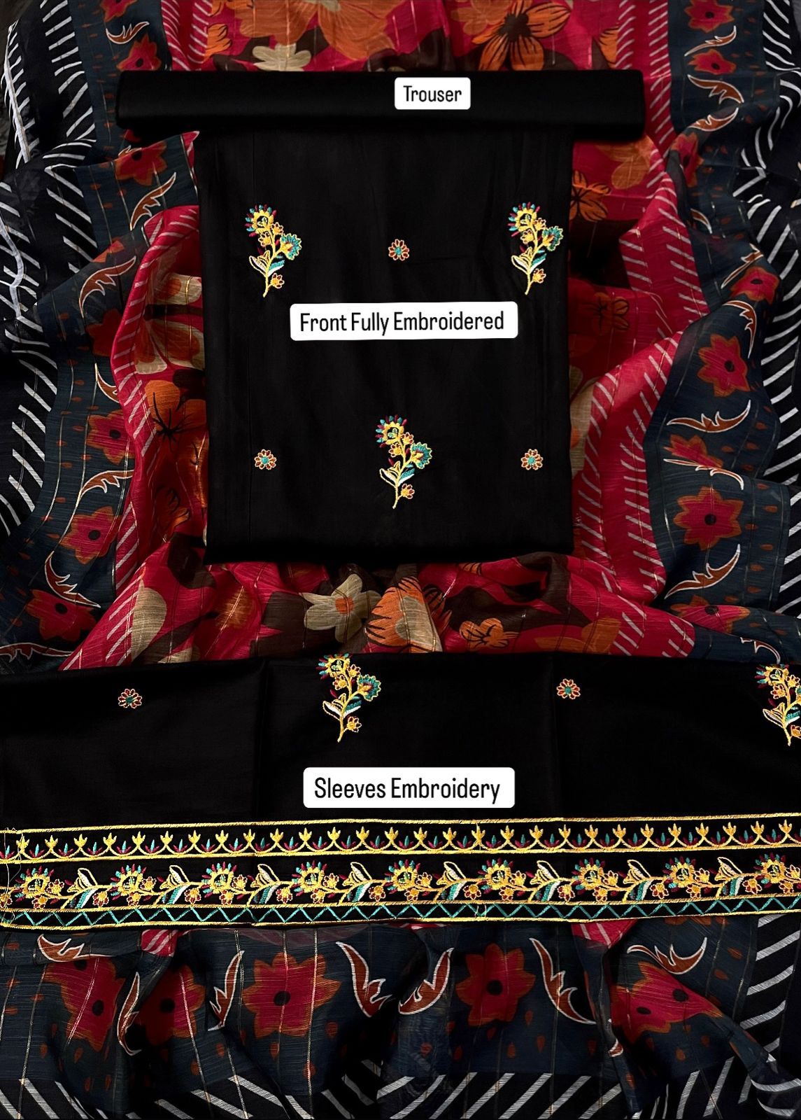 Mix Brand Replica 3pc Embroidered