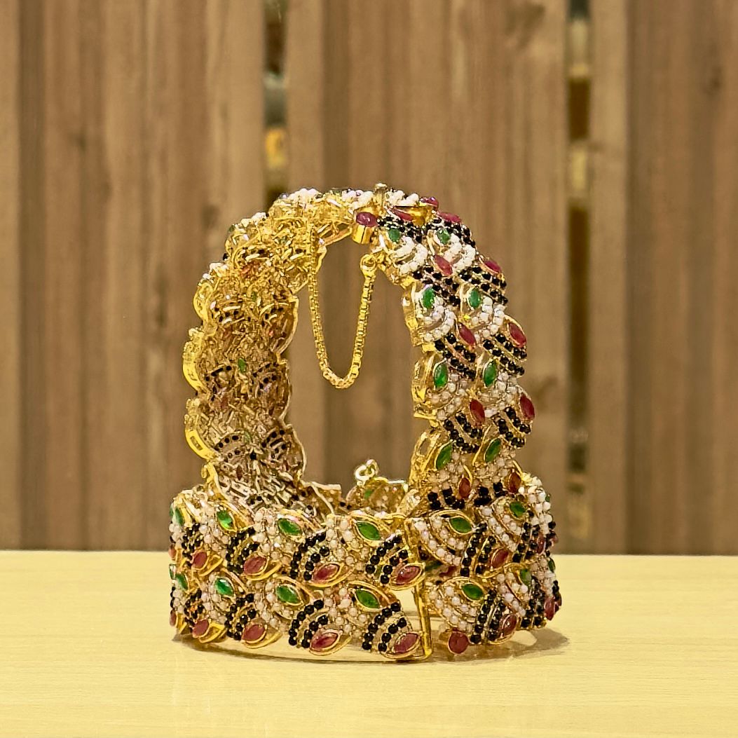 Gold Polish Pair of Openable Bangles