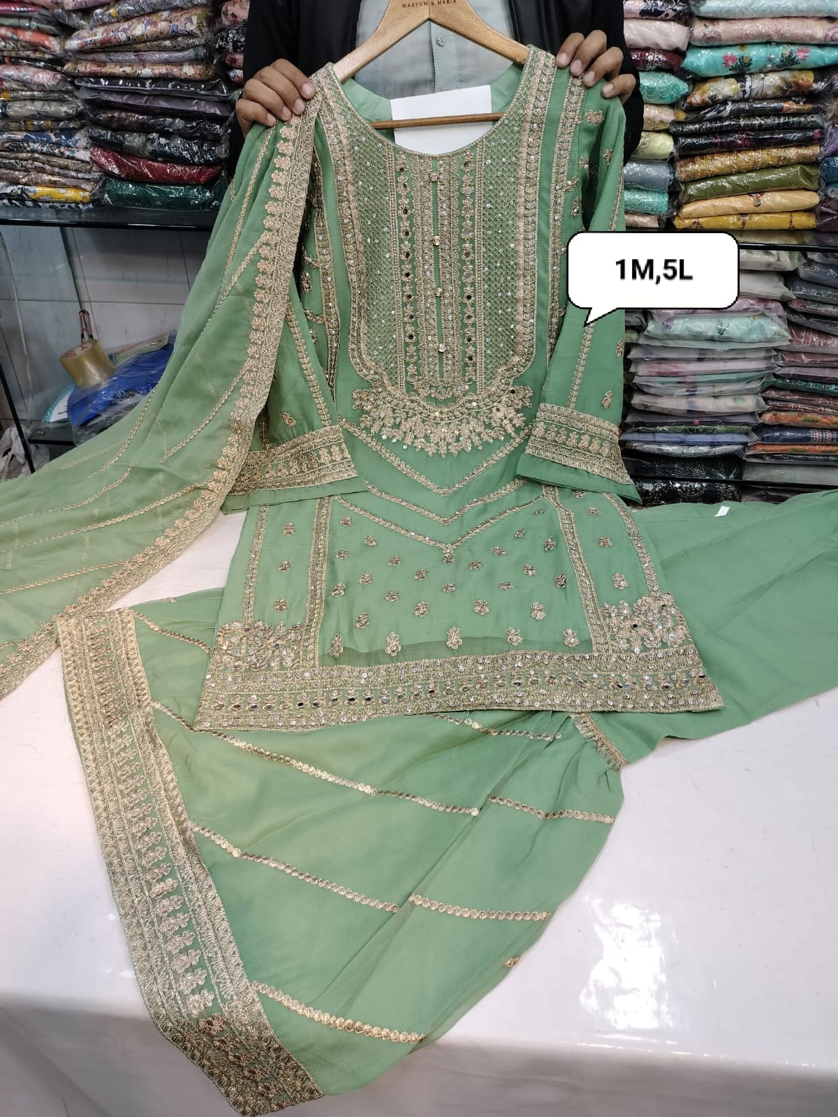 Chiffon Gharara Stitch 3pc 👗 1
