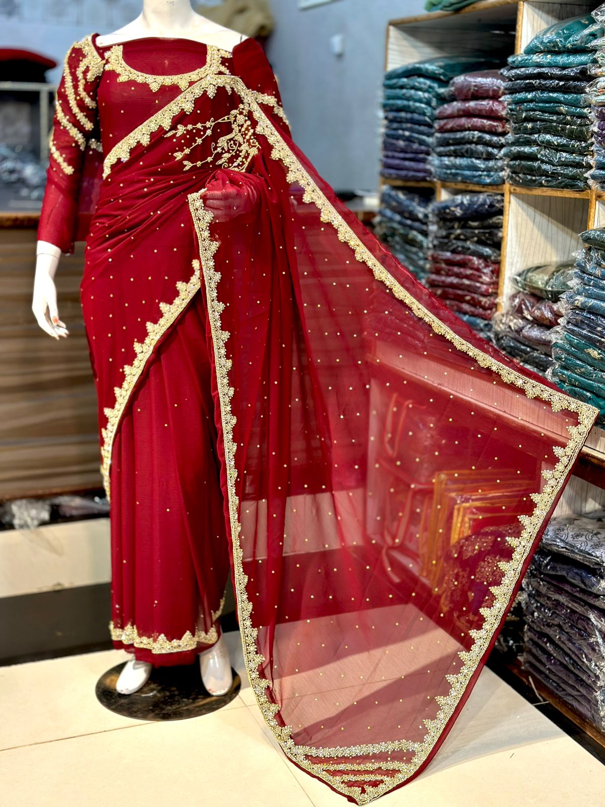 Chiffon Unstitched Saree