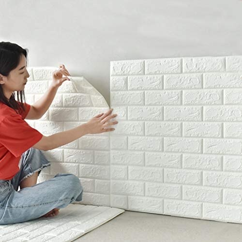 3D White Brick Wall Stickers | Self-Adhesive Waterproof Home Decor Smart Wall Sticker Sheet