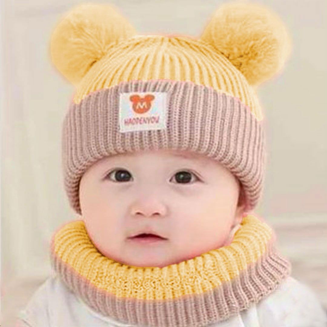 *Beanie Wool Cap With Neck Warmer Attached*  *KIDS WOOL CAP*