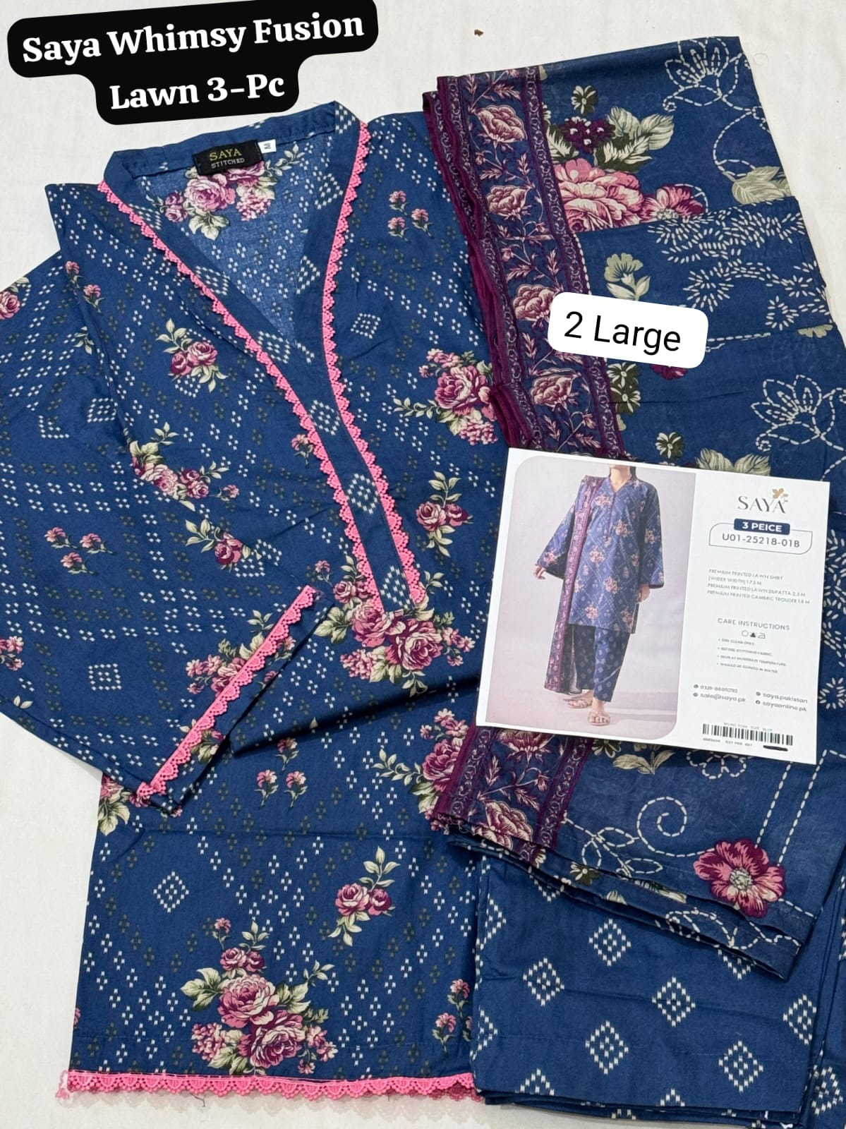 💯 Saya Premium Lawn Stitch 3pc