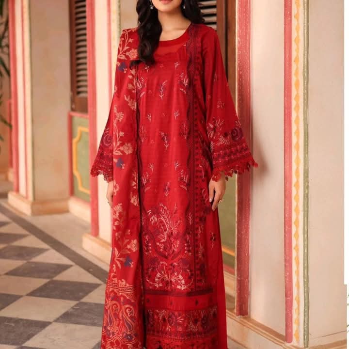 💯 Original Johra Lawn Embroidered 3pc