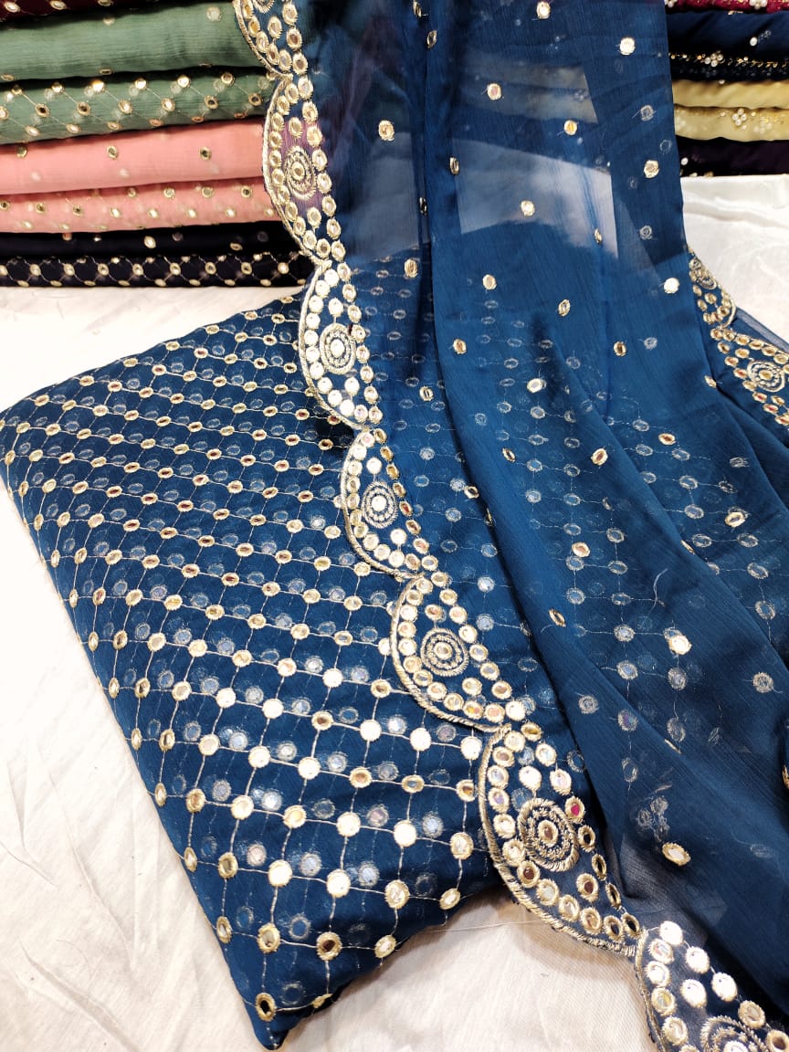 3pc Chiffon Fancy Unstitched