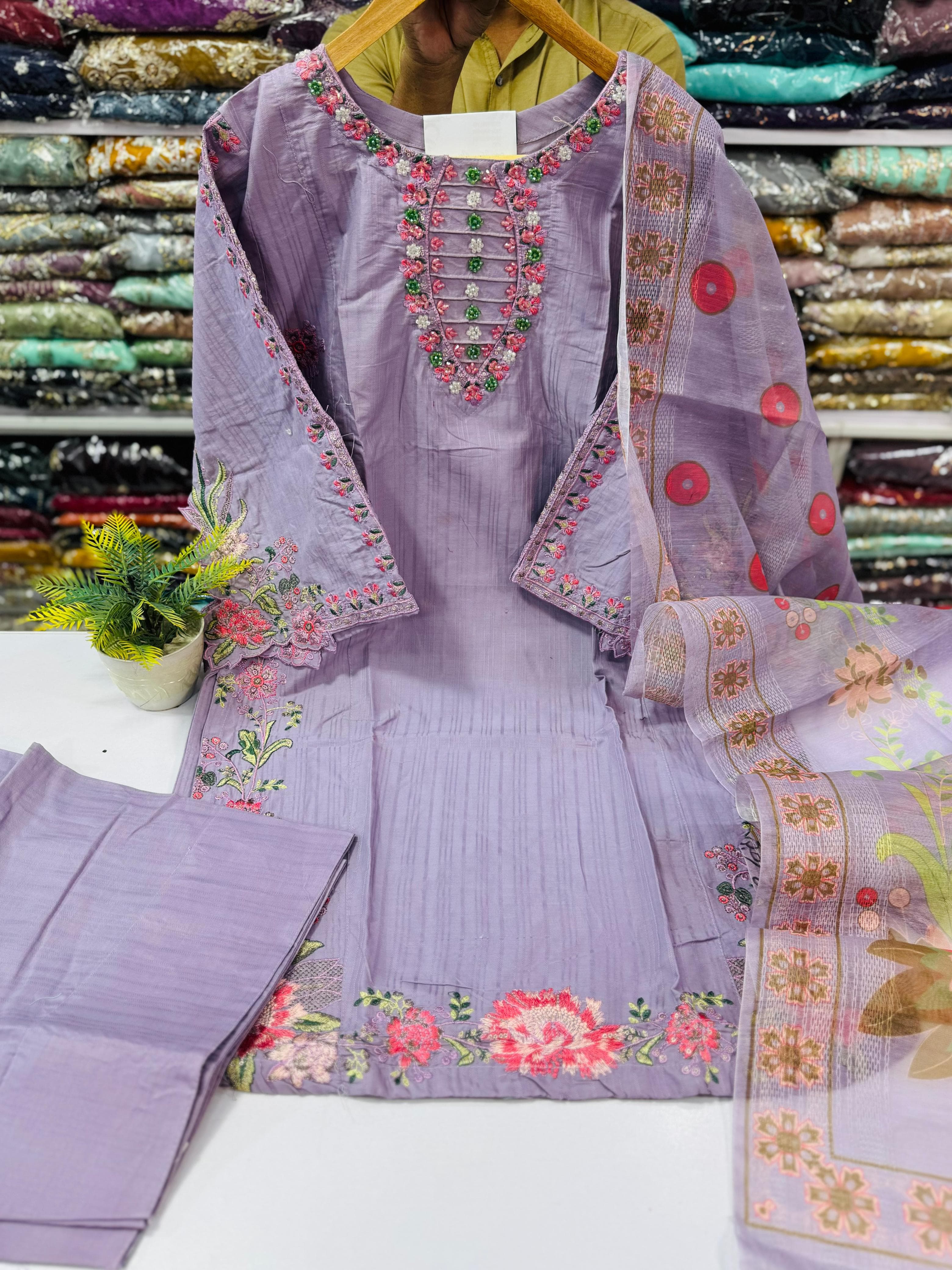 Cotton Stitch 3pc With Farshi Shalwar
